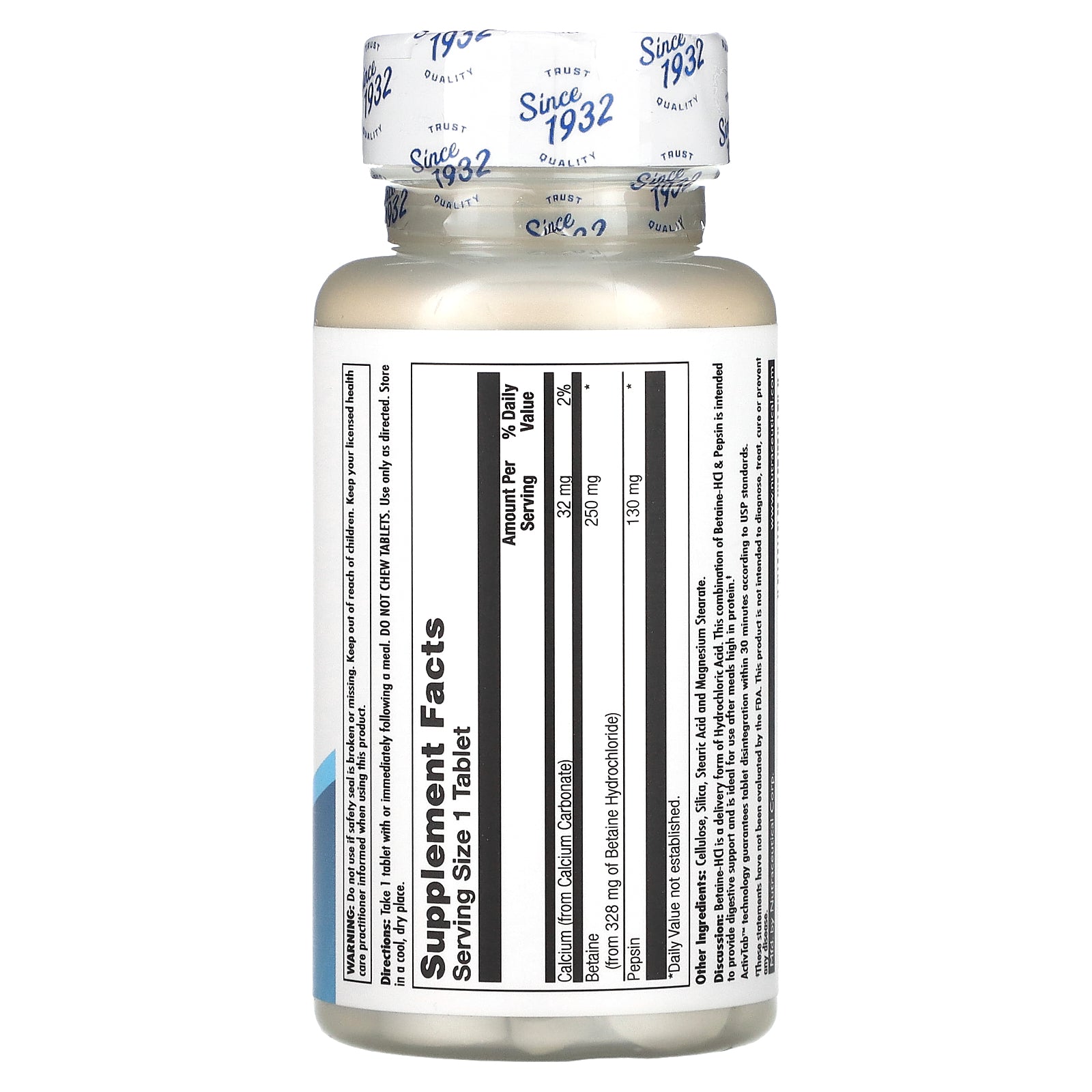 Foto 3 pulgar | Suplemento Kal Betaine Hcl+ 250 Mg 100 Comprimidos - Venta Internacional.