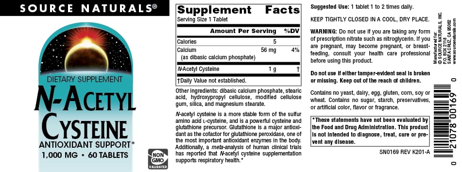 Foto 5 pulgar | Suplemento Dietético Source Naturals N-acetil Cisteína 1000 Mg - Venta Internacional.