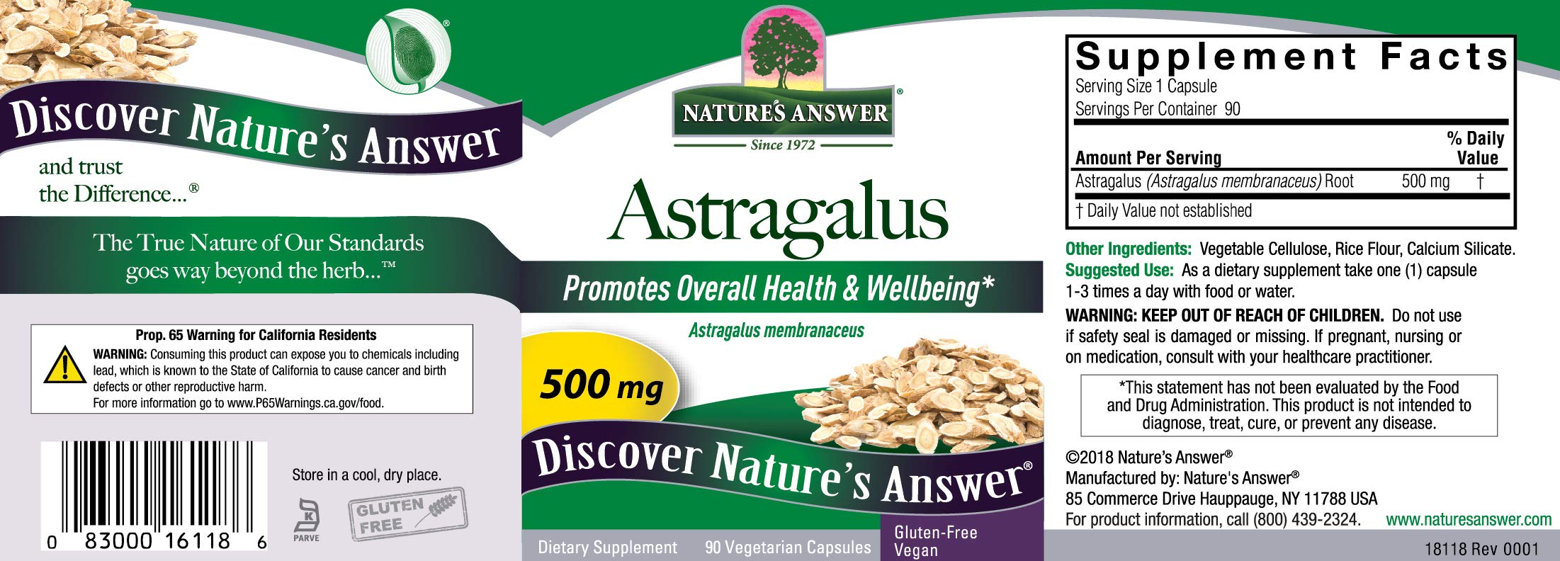 Foto 2 | Suplemento Nature's Answer Con Raíz De Astrágalo 90 Cápsulas - Venta Internacional.