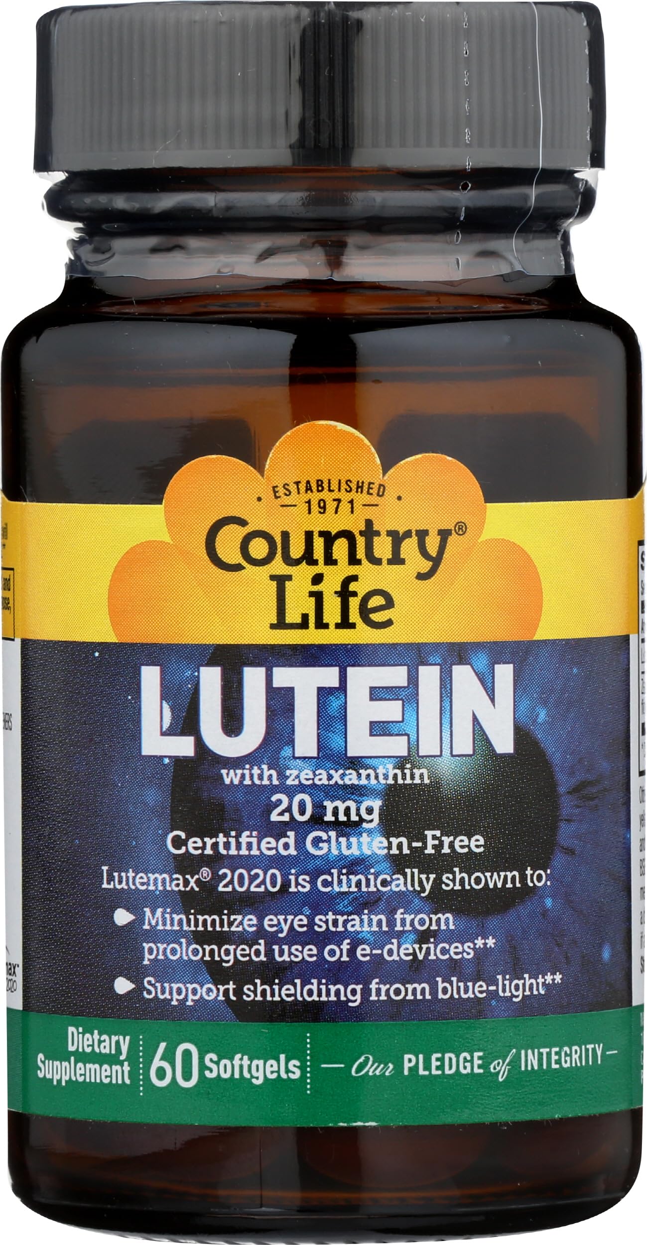 Foto 2 pulgar | Suplemento Country Life Lutein 20 Mg Eye Health 60 Cápsulas Blandas - Venta Internacional.