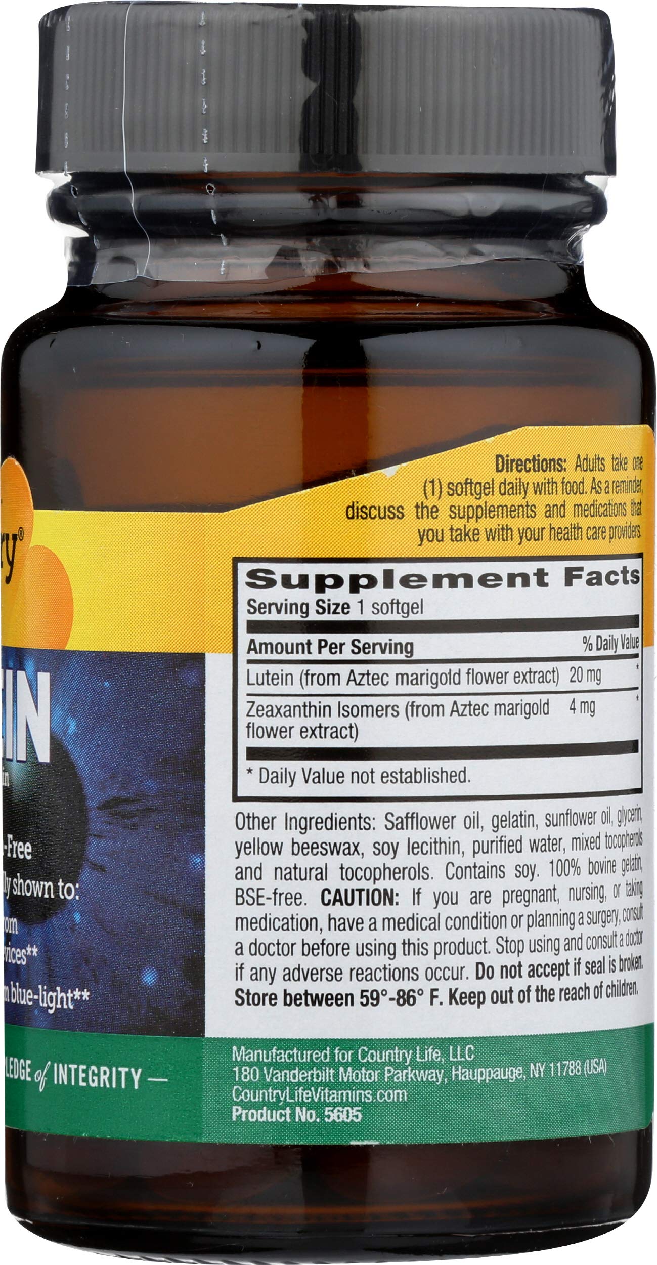 Foto 7 pulgar | Suplemento Country Life Lutein 20 Mg Eye Health 60 Cápsulas Blandas - Venta Internacional.