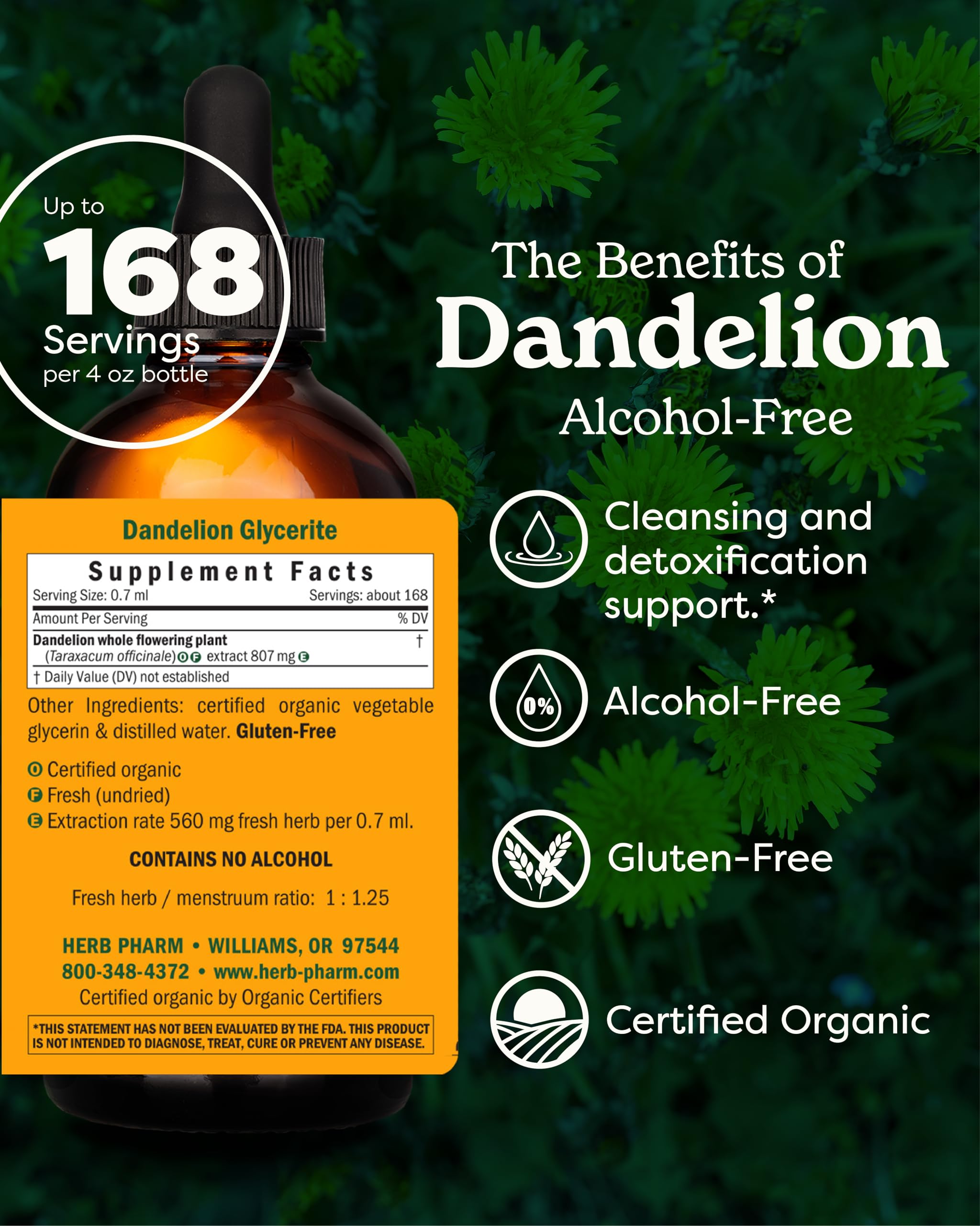 Foto 2 | Extracto Líquido Limpiador De Diente De León Herb Pharm, 120 Ml, Orgánico - Venta Internacional.