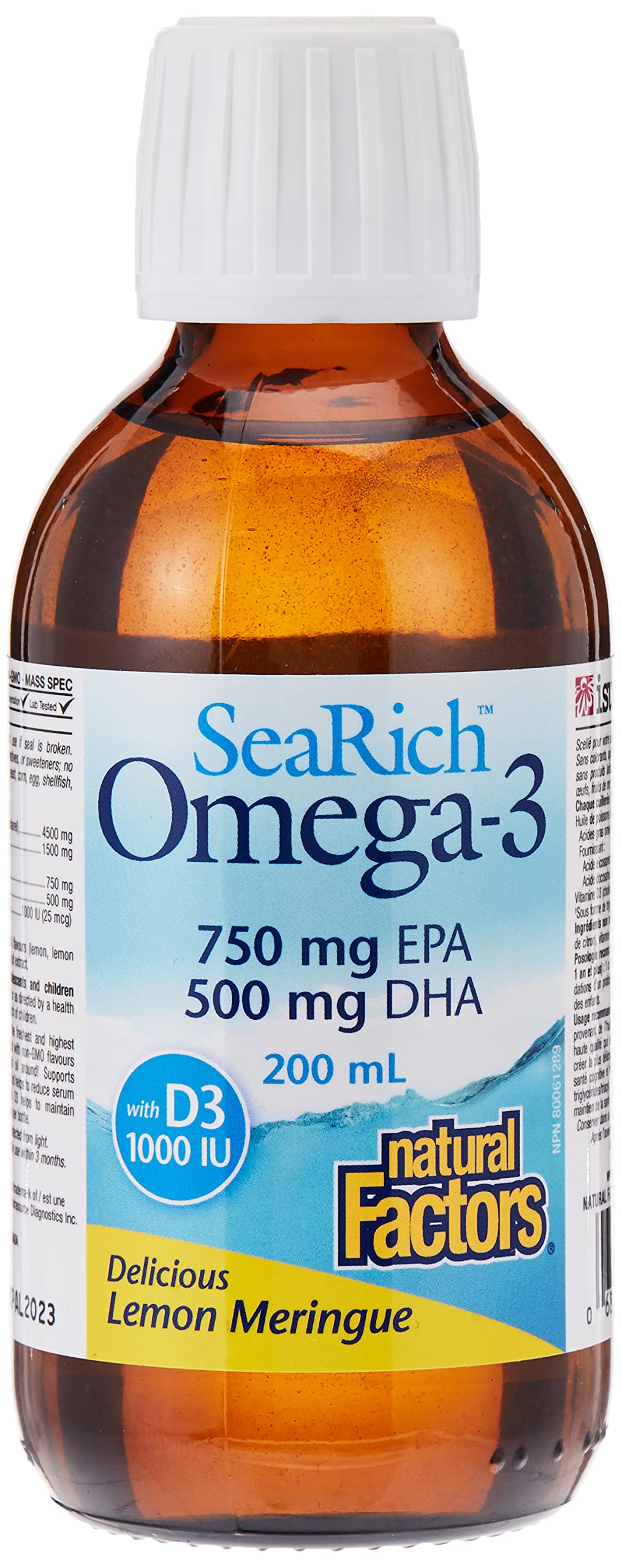 Foto 1 | Complemente Natural Factors Omega 3 Epa 750 Mg Dha 500 Mg Con Vitamina D3 200 Ml - Venta Internacional.