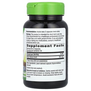 Foto 2 | Suplemento Nature's Way Black Walnut Hulls 100 Cápsulas Veganas - Venta Internacional.