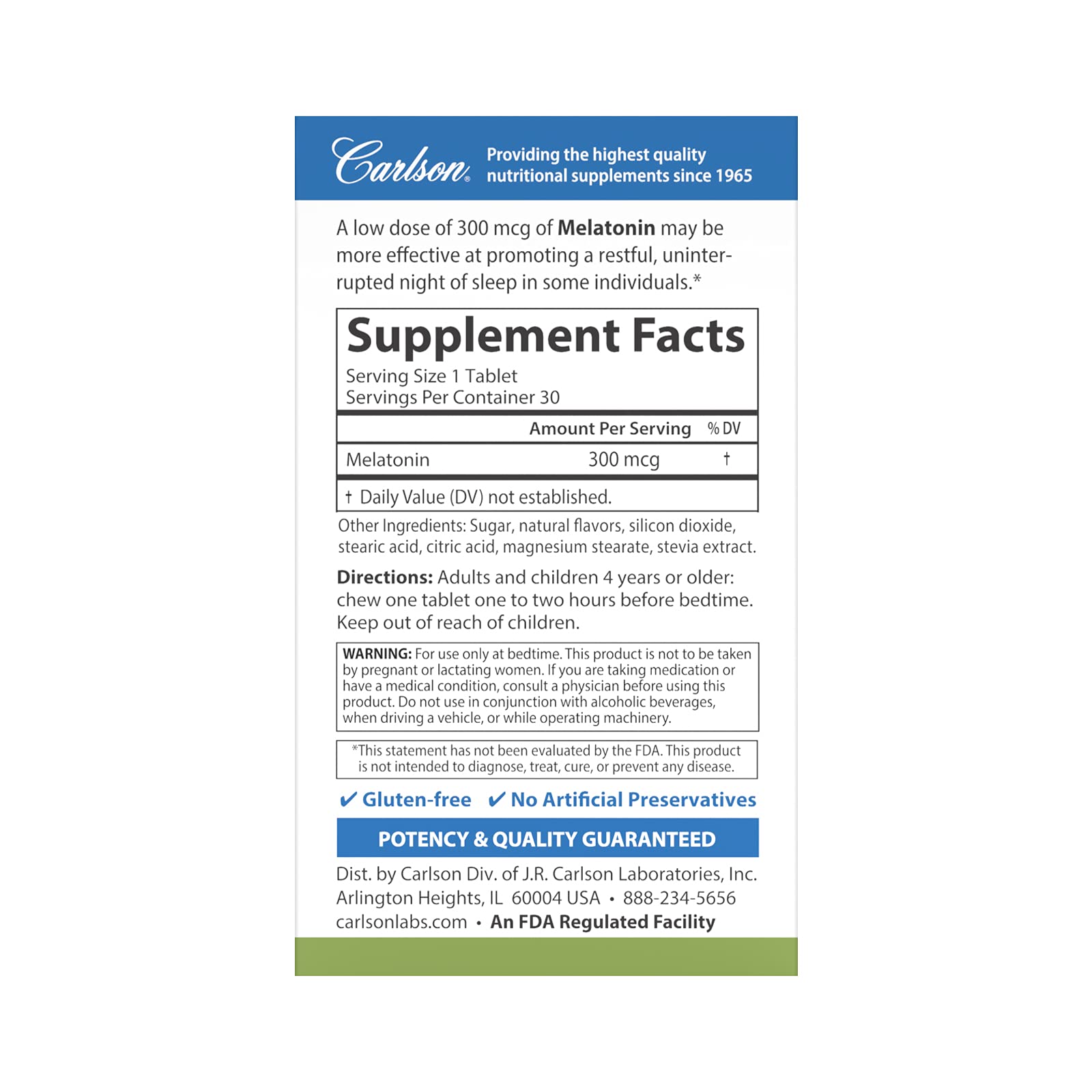 Foto 3 pulgar | Suplemento Carlson De Melatonina En Tabletas Masticables De 300 Mcg - Venta Internacional.
