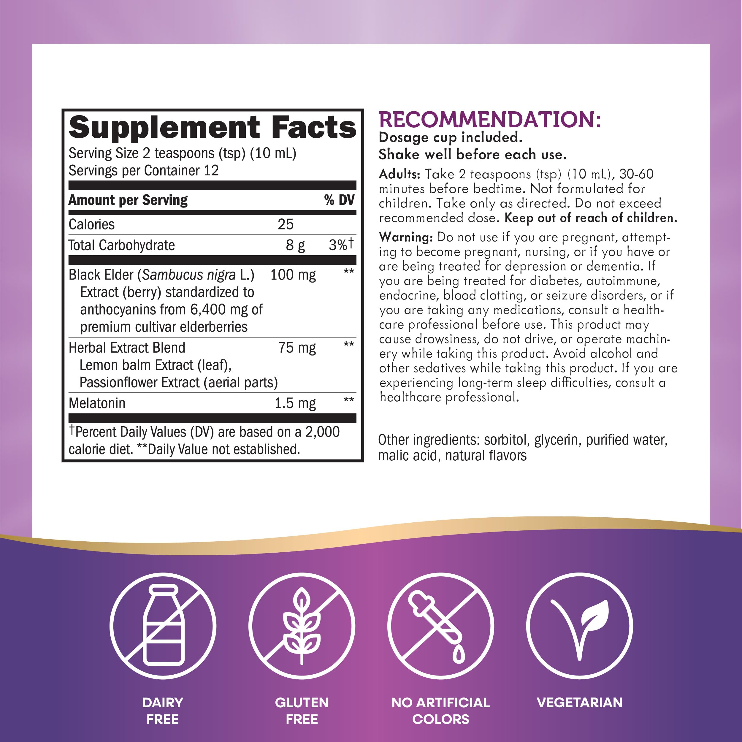 Foto 5 pulgar | Sirope Nature's Way Sambucus Nighttime Saúco Con Melatonina 120 Ml - Venta Internacional.