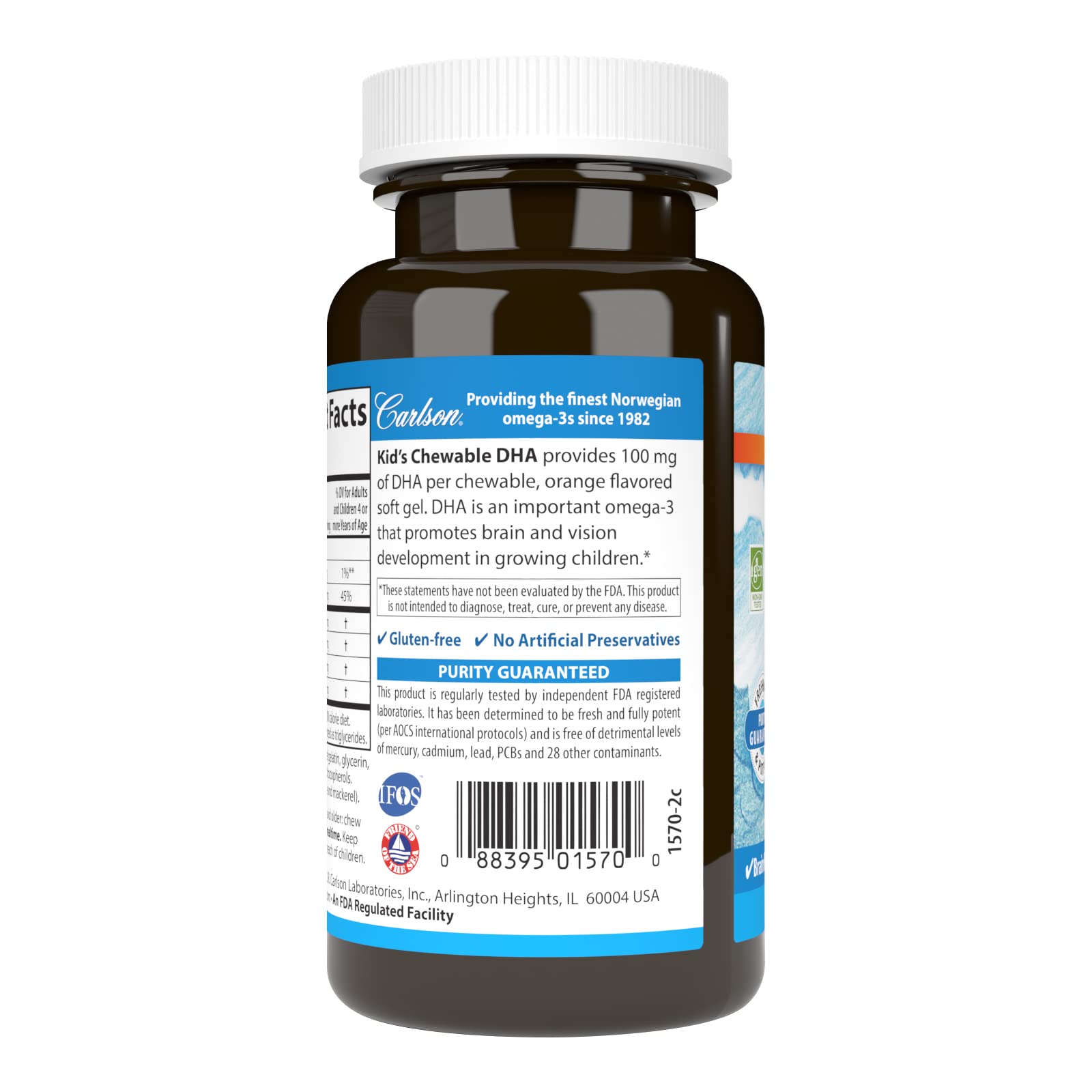 Foto 3 | Suplemento Carlson Kid's Chewable Dha, 100 Mg, Naranja, 60 Cápsulas Blandas - Venta Internacional.