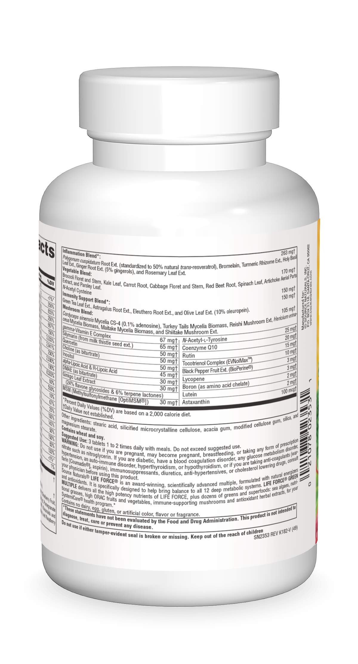 Foto 2 | Supplement Source Naturals Life Force Green Multiple 180 Comprimidos - Venta Internacional.