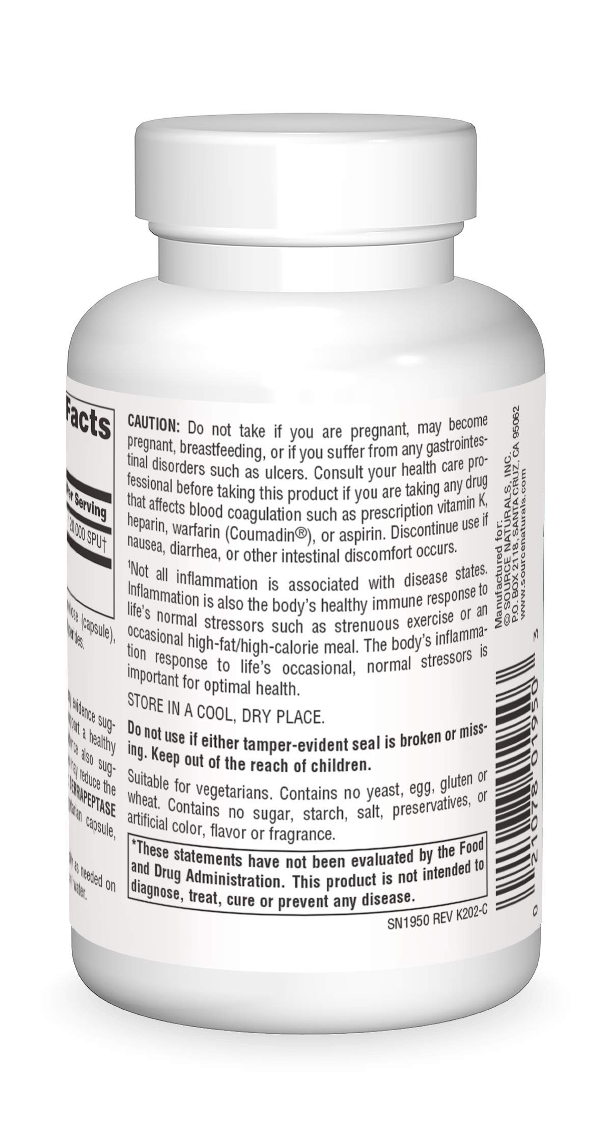 Foto 3 pulgar | Supplement Source Naturals Serrapeptase 120 Cápsulas - Venta Internacional.