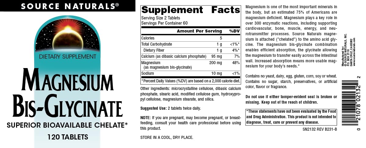 Foto 4 | Supplement Source Naturals Bisglicinato De Magnesio 120 Comprimidos - Venta Internacional.