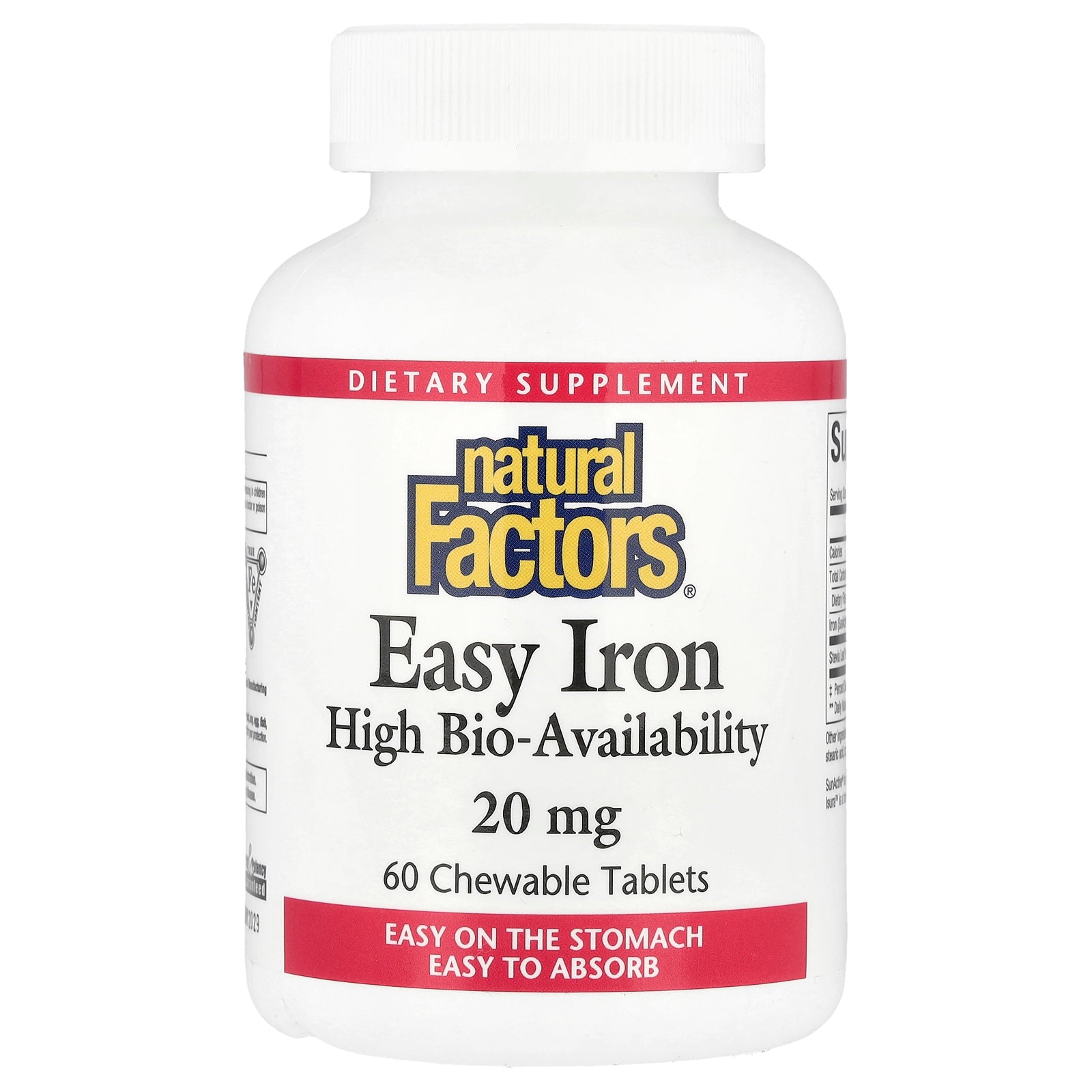 Foto 2 pulgar | Suplemento Natural Factors Easy Iron 60 Tabletas Masticables - Venta Internacional.