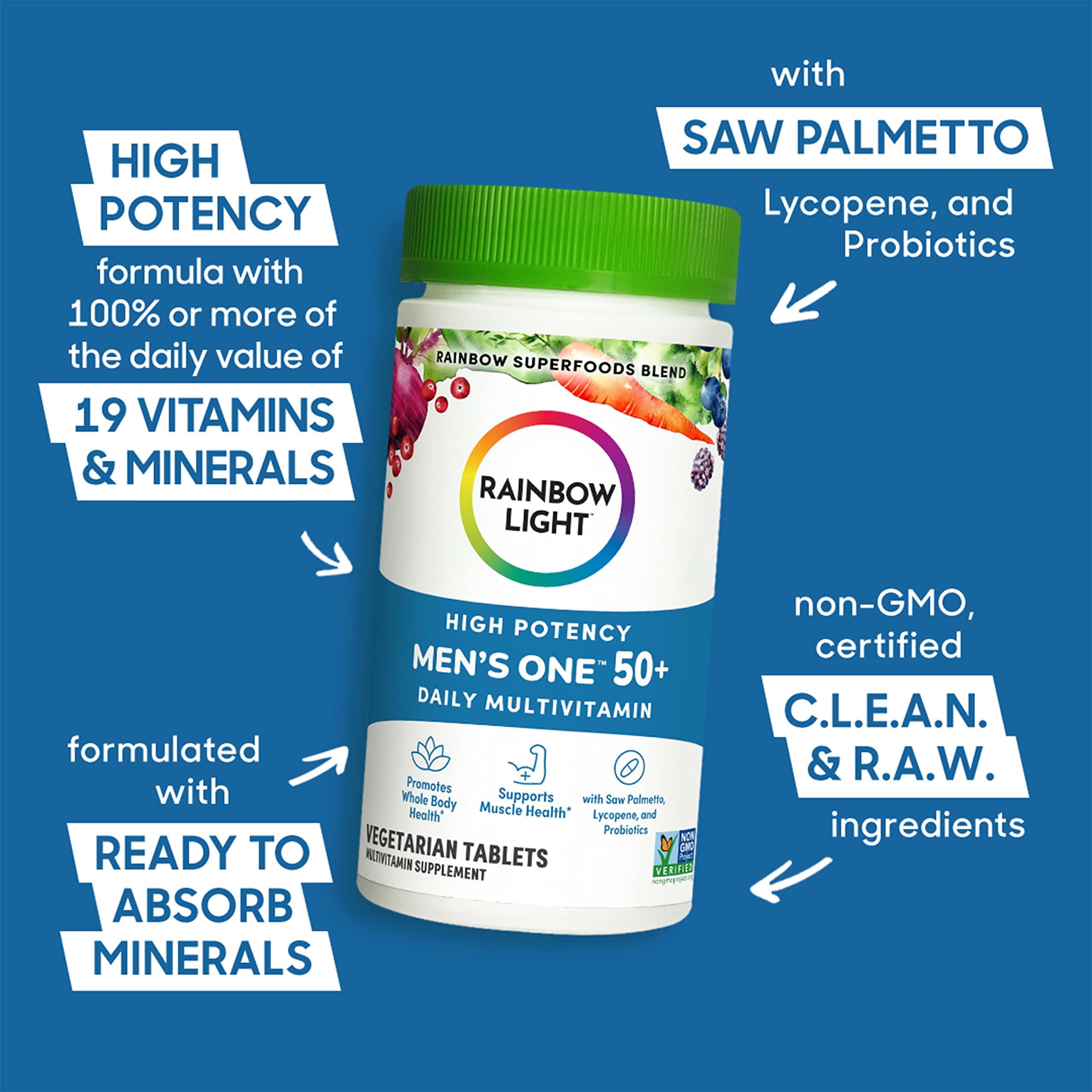 Foto 4 pulgar | Multivitamínico Rainbow Light Men 50+ Con Vitamina C, D Y Zinc 60 Comprimidos - Venta Internacional.