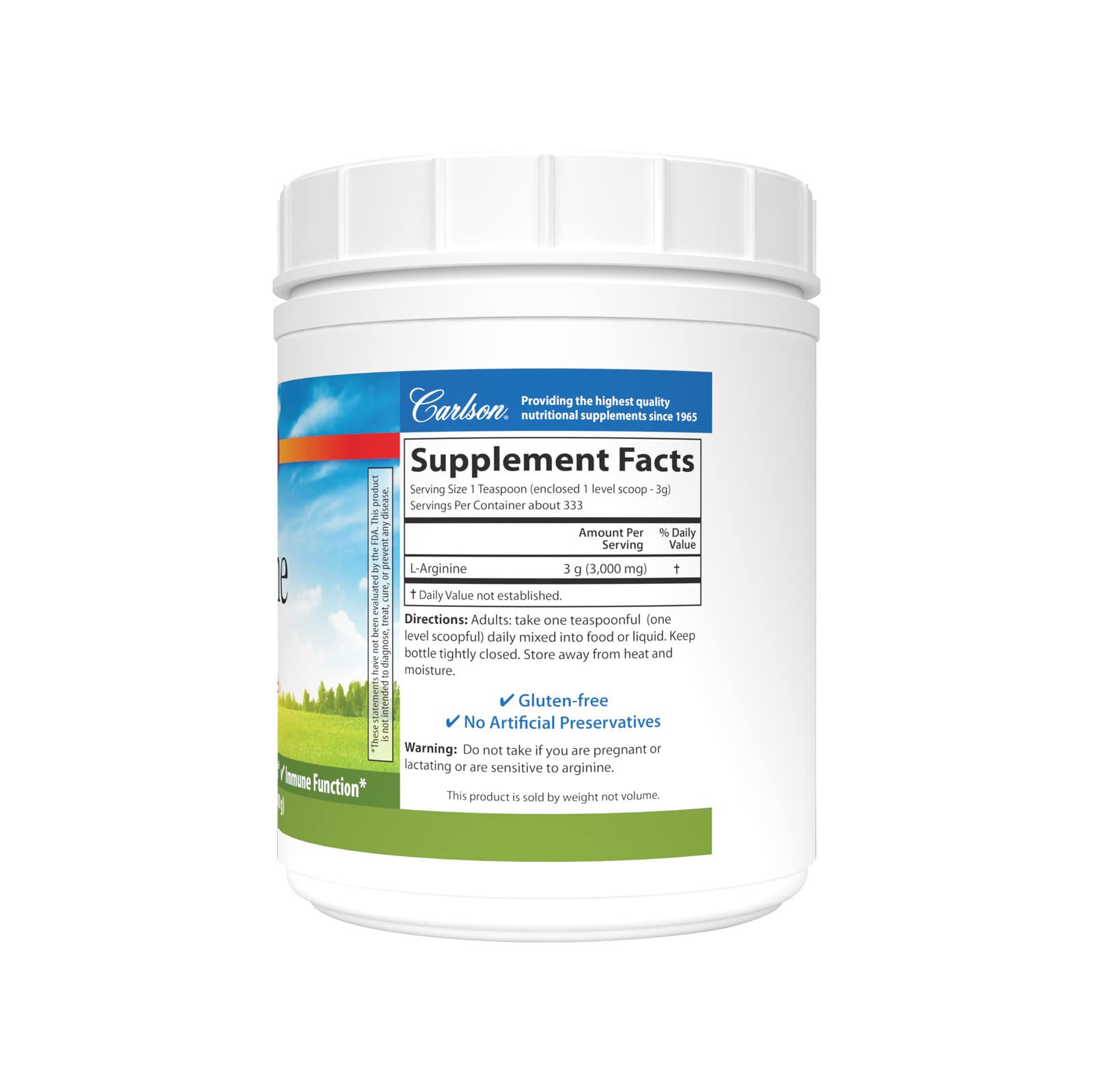 Foto 2 | Suplemento Carlson L-arginina En Polvo 1 Kg - Venta Internacional.