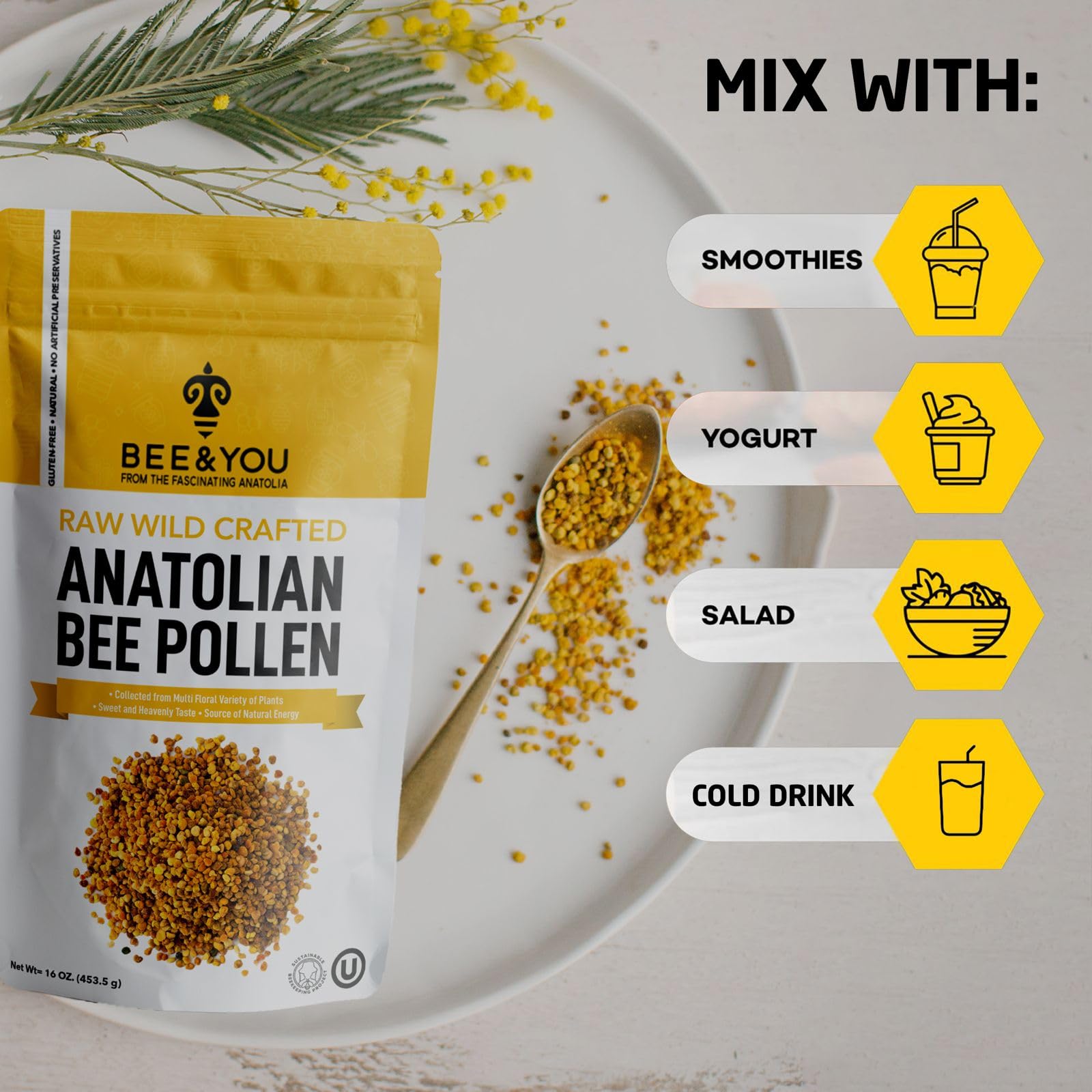 Foto 5 | Suplemento Bee & You Bee Polen Gránulos, Bolsa De 473 Ml, 100% Puro - Venta Internacional.