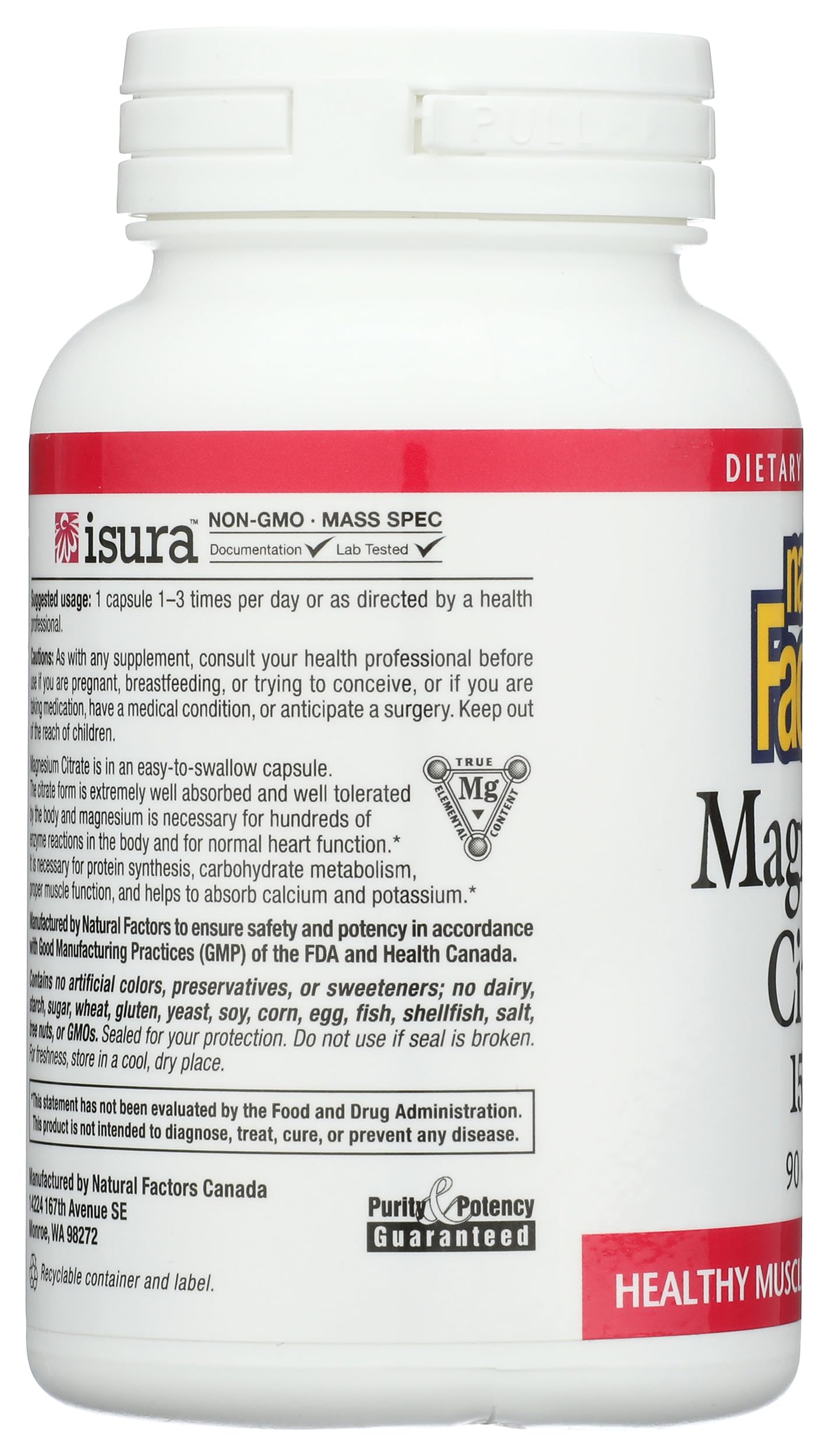 Foto 7 pulgar | Suplemento Natural Factors De Citrato De Magnesio 150 Mg 90 Cápsulas - Venta Internacional.