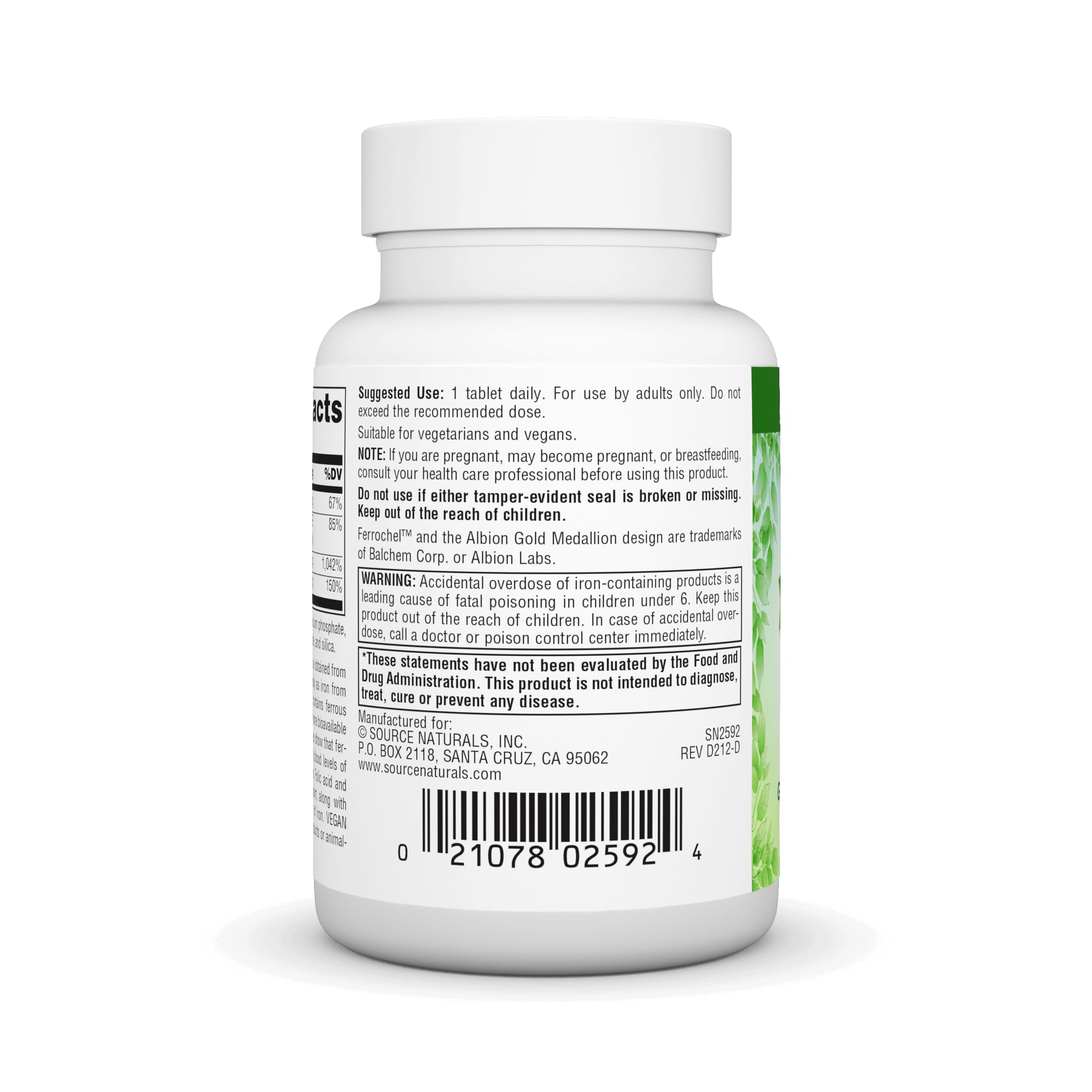 Foto 4 pulgar | Supplement Source Naturals Vegan True Iron Support 180 Comprimidos - Venta Internacional.