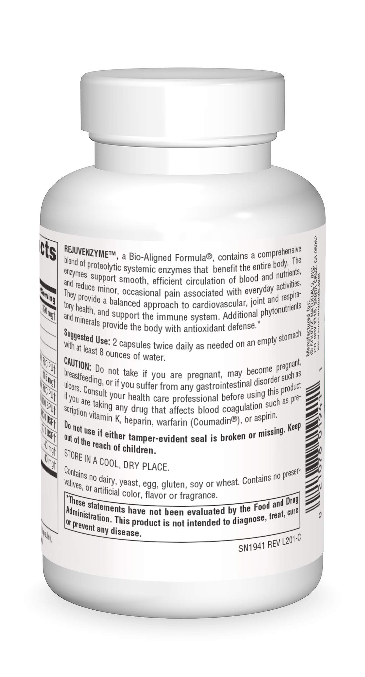 Foto 3 pulgar | Supplement Source Naturals Rejuvenzyme 120 Cápsulas - Venta Internacional.