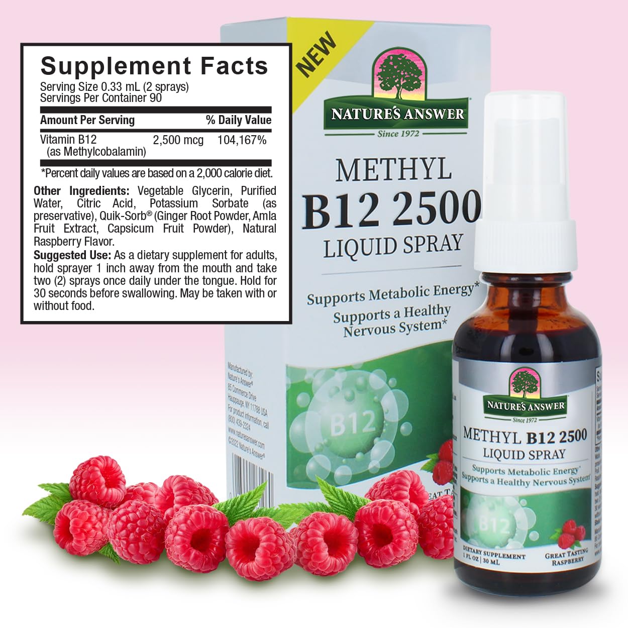 Foto 5 pulgar | Spray De Vitamina B12 Nature's Answer, Metil B12, 2500 Mcg - Venta Internacional.