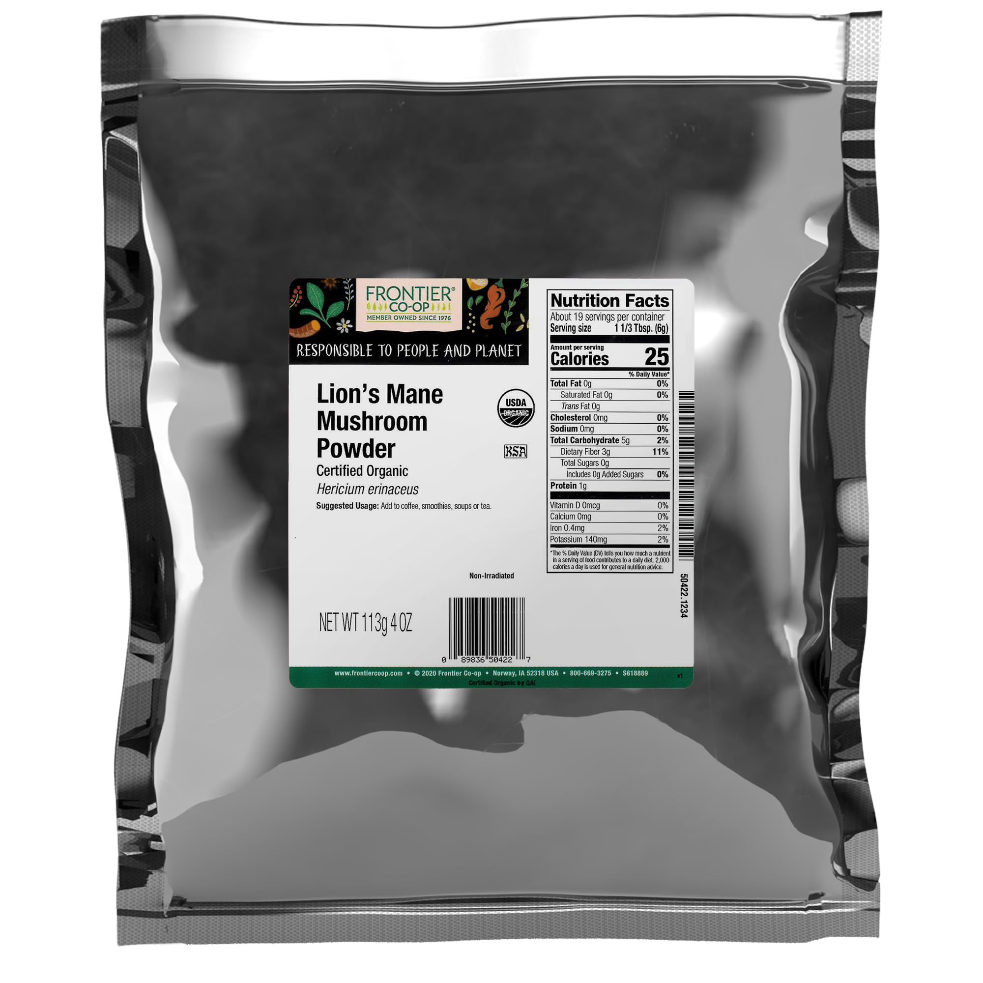 Foto 2 pulgar | Polvo De Hongos Lion's Mane De Food Frontier Co-op, 113 G - Venta Internacional.