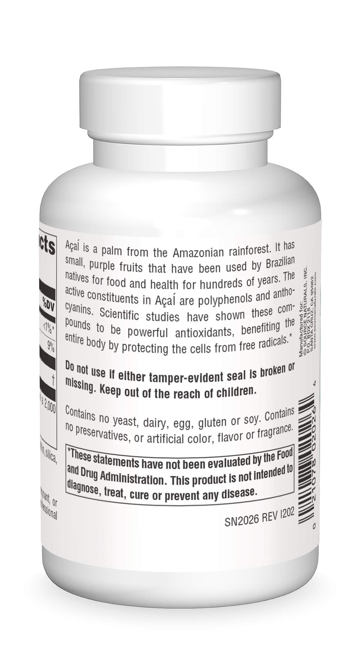 Foto 4 pulgar | Extracto De Acai De Supplement Source Naturals, 500 Mg, Cápsula X120 - Venta Internacional.