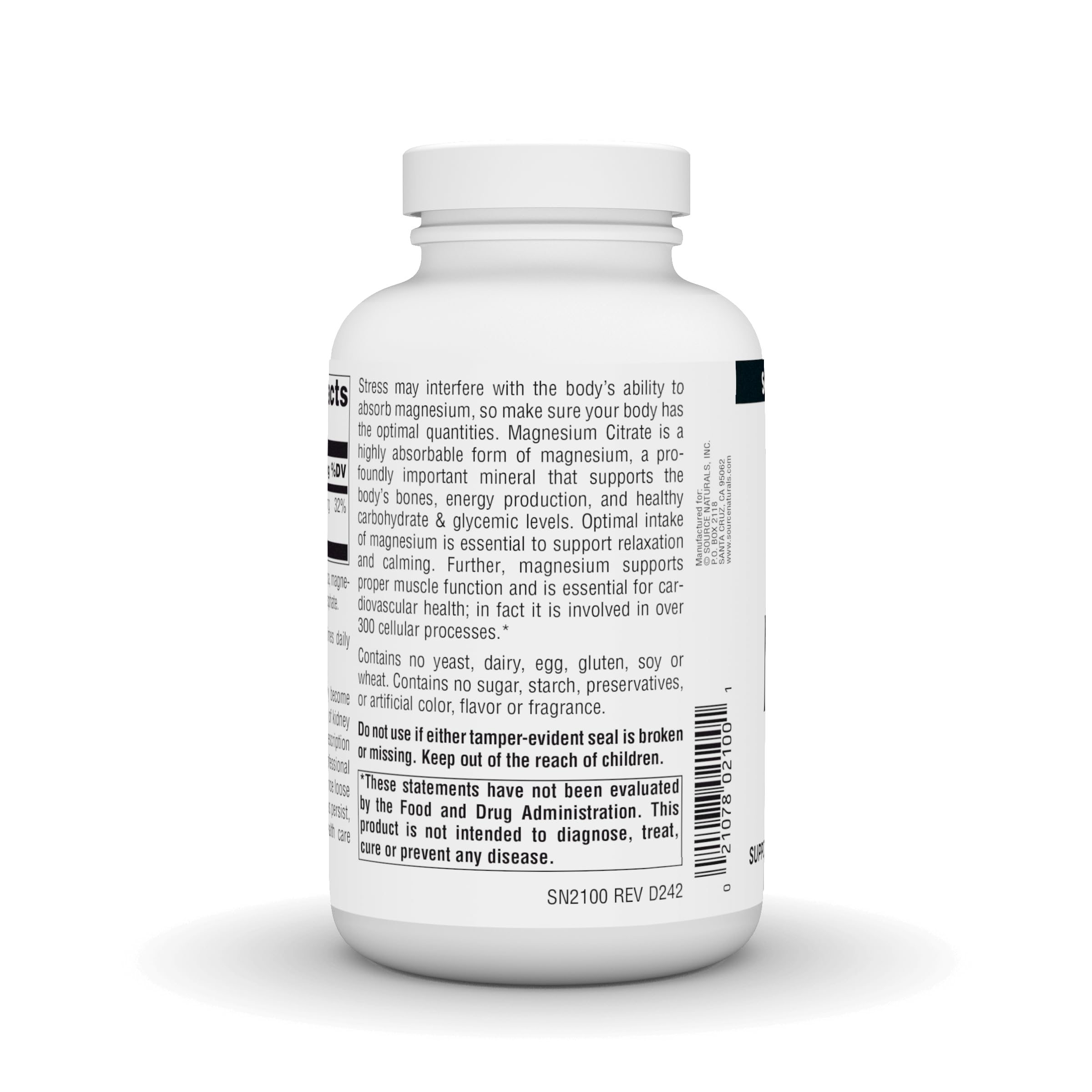 Foto 4 pulgar | Citrato De Magnesio Supplement Source Naturals 133 Mg - 180 Cápsulas - Venta Internacional.