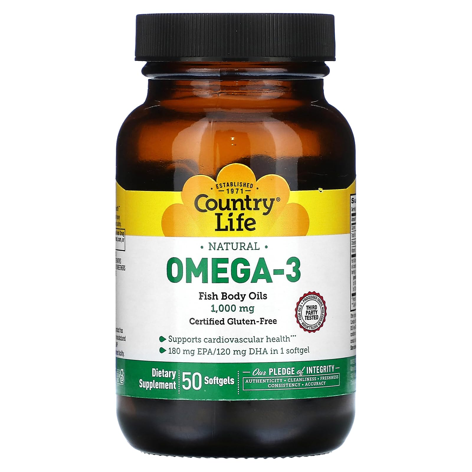 Foto 2 pulgar | Suplemento De Aceite De Pescado Omega-3 Country Life, 1000 Mg, 50 Cápsulas Blandas - Venta Internacional.