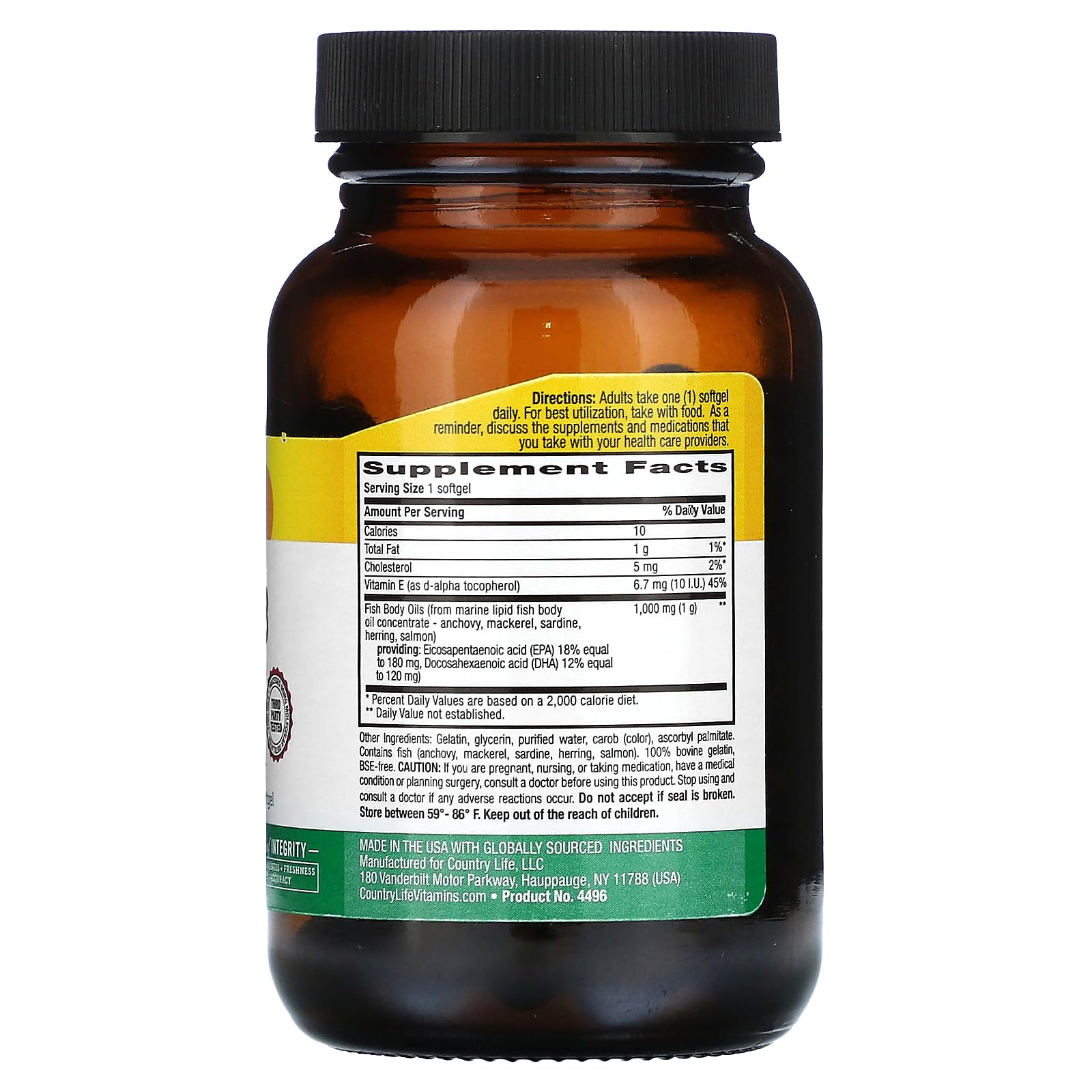 Foto 3 pulgar | Suplemento De Aceite De Pescado Omega-3 Country Life, 1000 Mg, 50 Cápsulas Blandas - Venta Internacional.