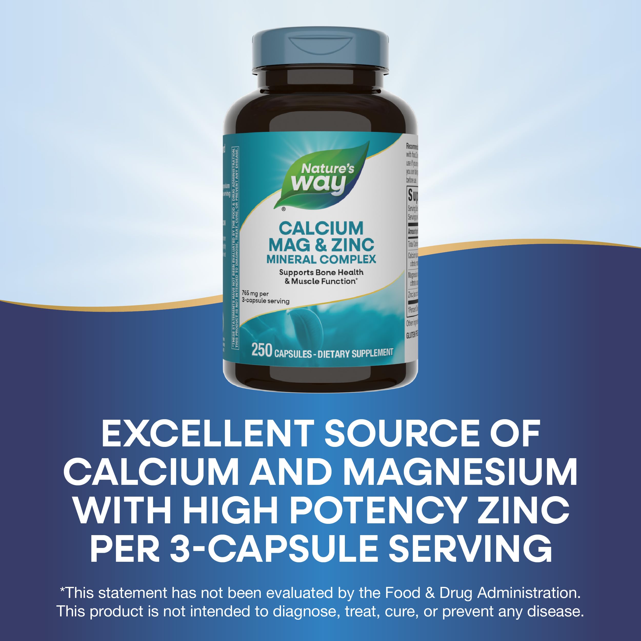 Foto 4 | Suplemento Nature's Way De Calcio-magnesio-zinc 250 Cápsulas - Venta Internacional.