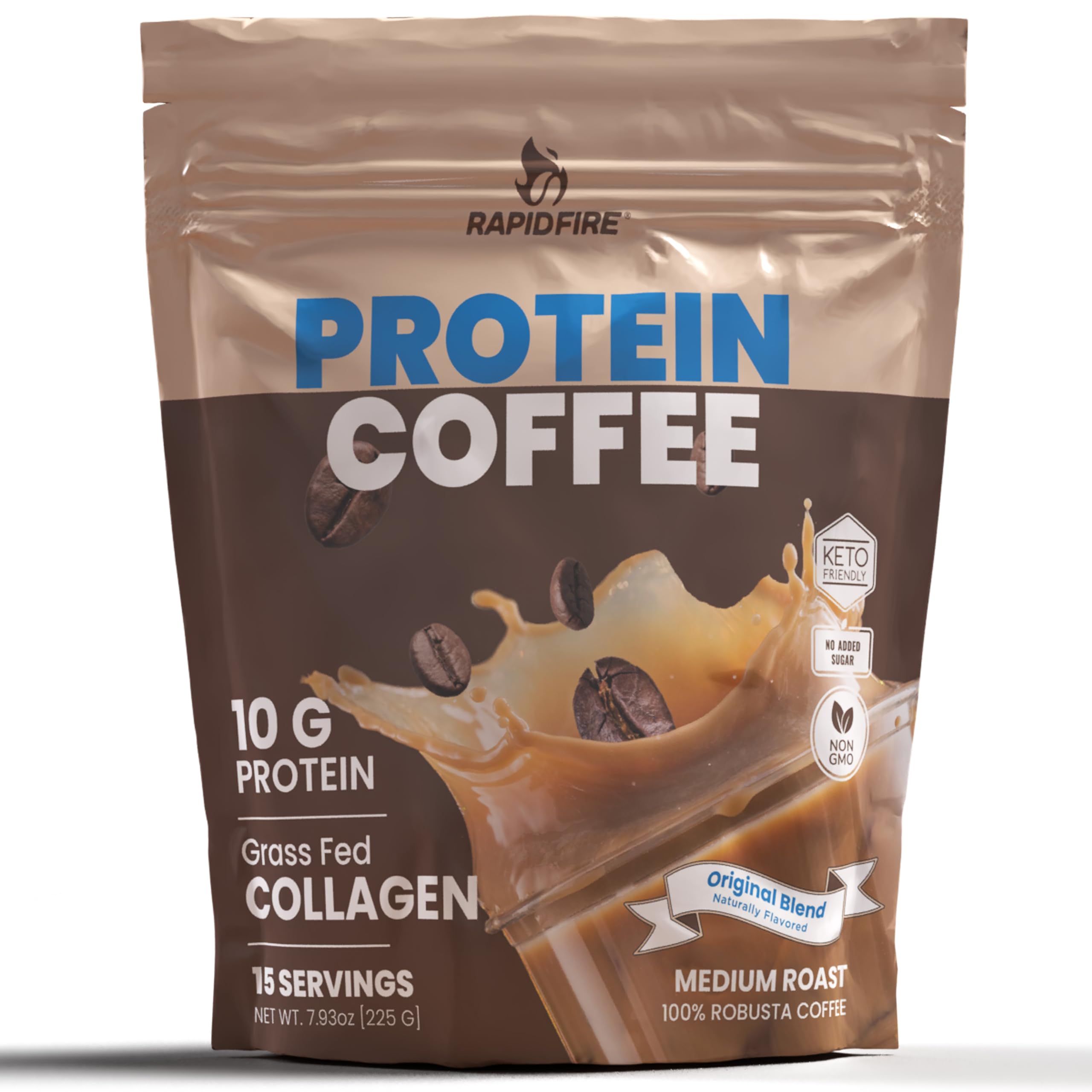 Foto 2 pulgar | Protein Coffee Rapid Fire, 10 G De Proteína Con Colágeno, 15 Porciones - Venta Internacional.
