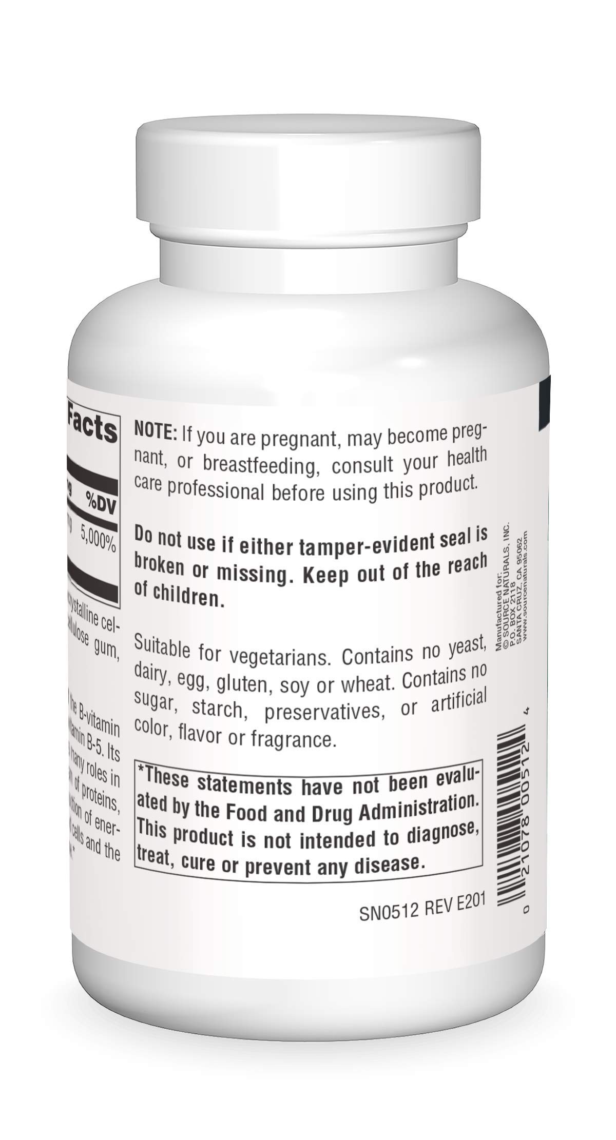 Foto 3 pulgar | Supplement Source Naturals Ácido Pantoténico 250 Mg B-5 250 Comprimidos - Venta Internacional.