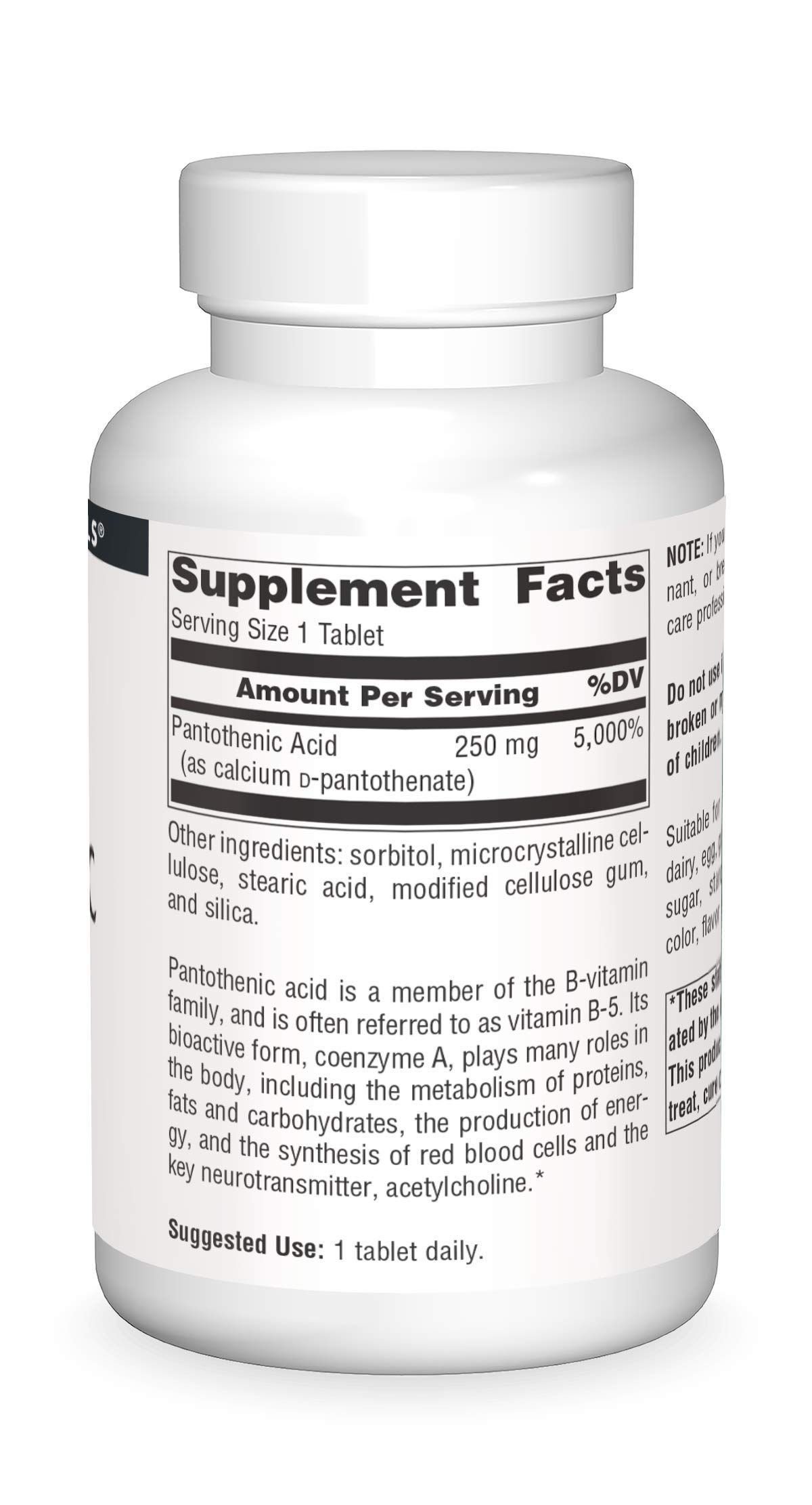 Foto 4 pulgar | Supplement Source Naturals Ácido Pantoténico 250 Mg B-5 250 Comprimidos - Venta Internacional.