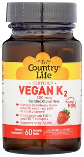 Foto 1 | Suplemento Country Life Vegan De Vitamina K2 500 Mcg 60 Comprimidos - Venta Internacional.