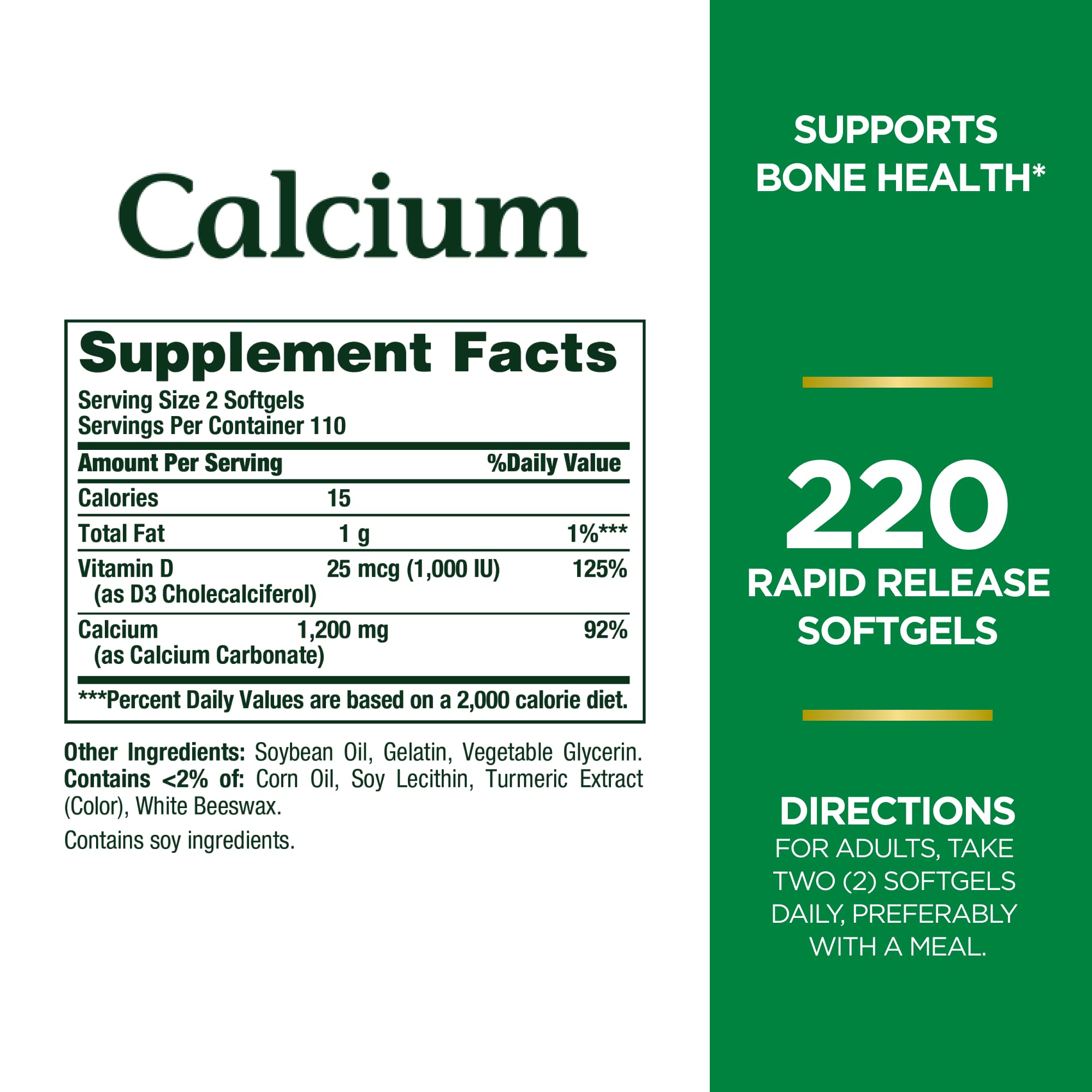 Foto 2 | Complementa Nature's Bounty Calcium 1200 Mg Con 1000 Ui De Vitamina D3 - Venta Internacional.