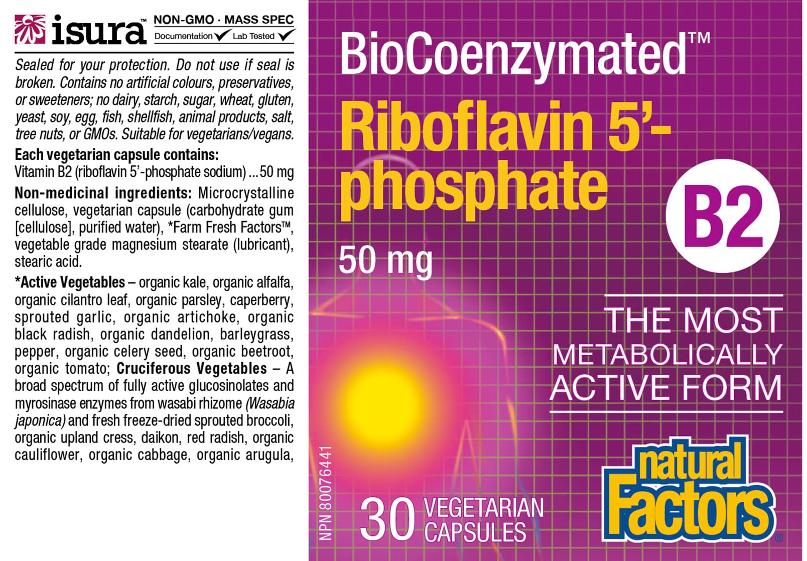 Foto 3 pulgar | Suplemento De Riboflavina Biocoenzimática De Natural Factors, 50 Mg - Venta Internacional.