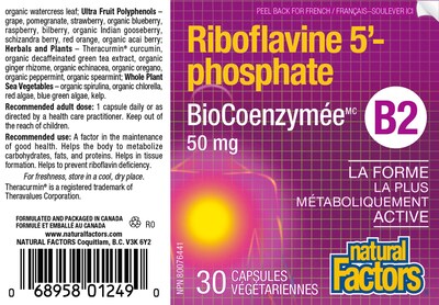 Foto 4 | Suplemento De Riboflavina Biocoenzimática De Natural Factors, 50 Mg - Venta Internacional.