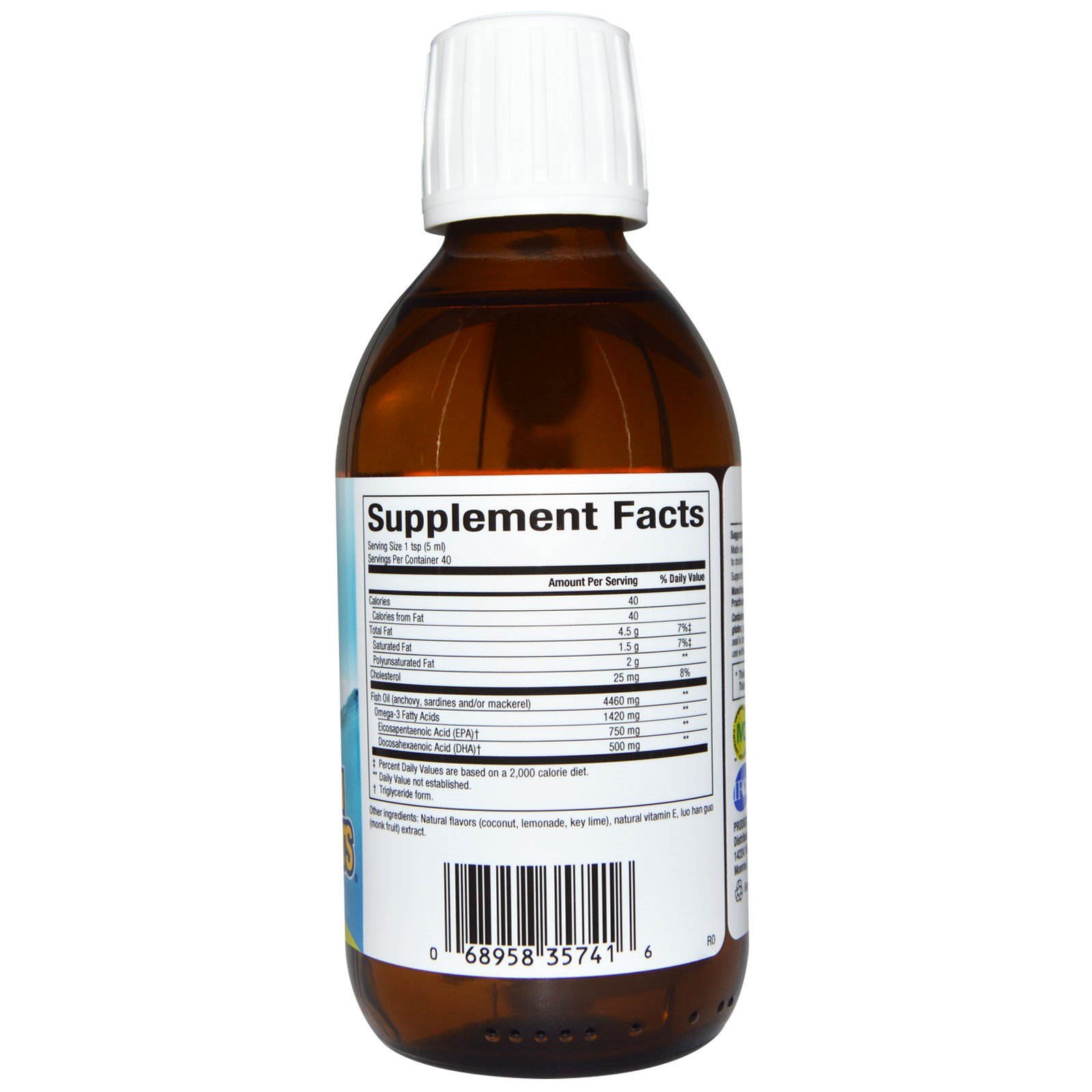 Foto 3 pulgar | Suplemento Natural Factors, Rico En Omega 3, 750 Mg De Epa, 500 Mg De Dha, Coco Y Lima, 200 Ml - Venta Internacional.