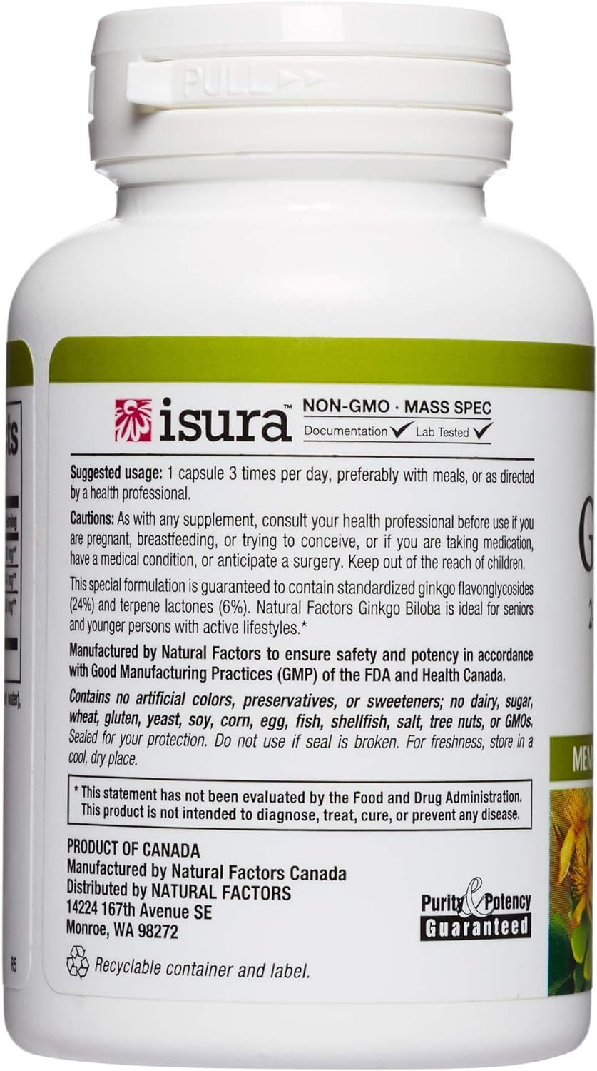 Foto 5 pulgar | Suplemento Natural Factors Herbalfactors Ginkgo Biloba 60 Cápsulas - Venta Internacional.