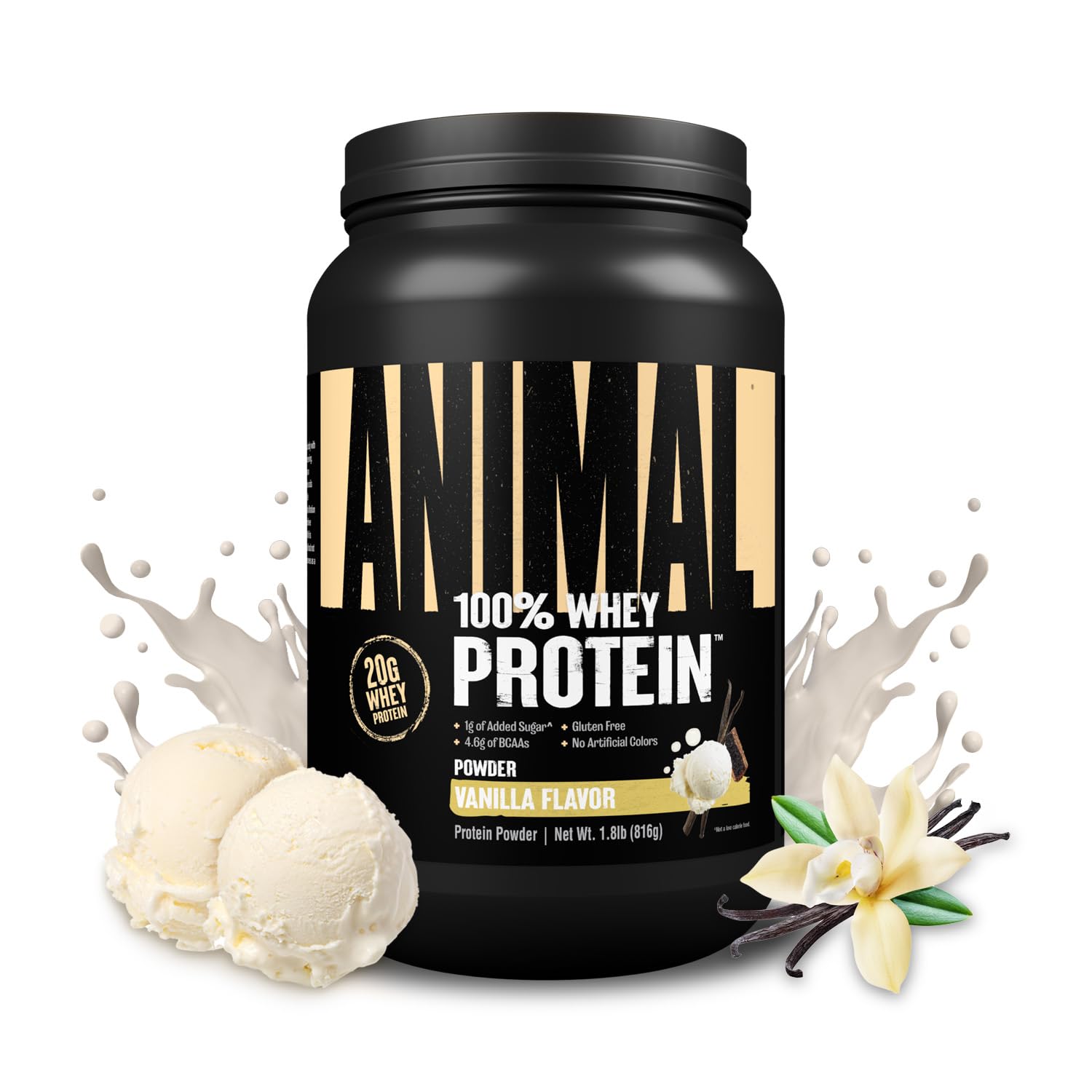 Proteína De Suero En Polvo Animal, 100% Suero De Leche Y Vainilla 816g - Venta Internacional.
