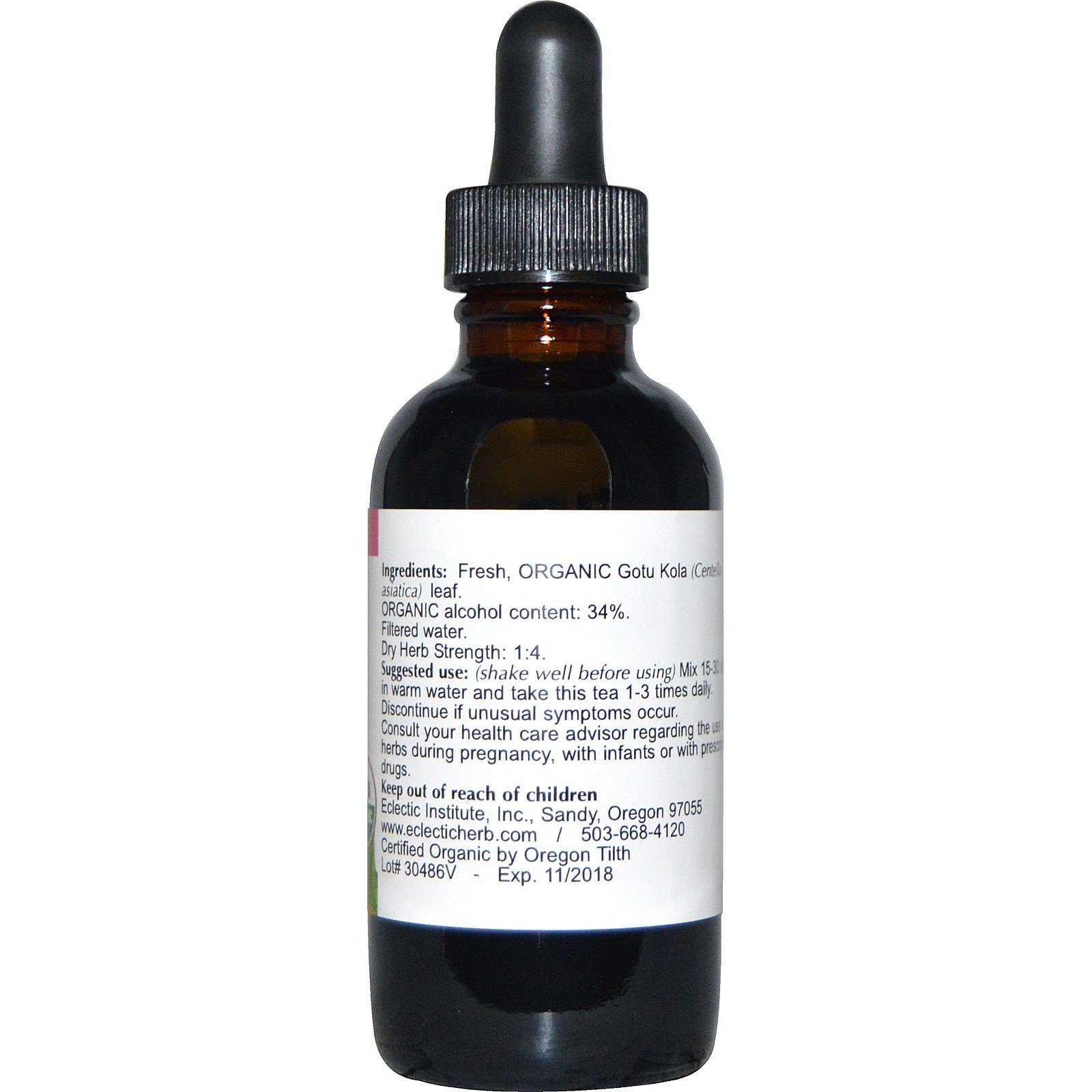 Foto 3 pulgar | Suplemento De Extracto Orgánico Ecléctico De Gotu Kola O, 60 Ml - Venta Internacional.