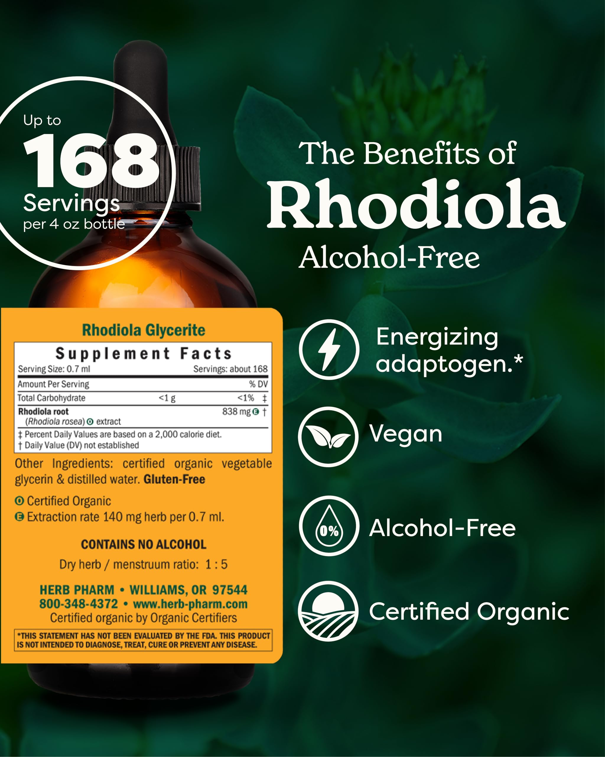 Foto 3 pulgar | Extracto De Raíz De Rodiola De Herb Pharm, 120 Ml, Para Mayor Energía Y Resistencia - Venta Internacional.