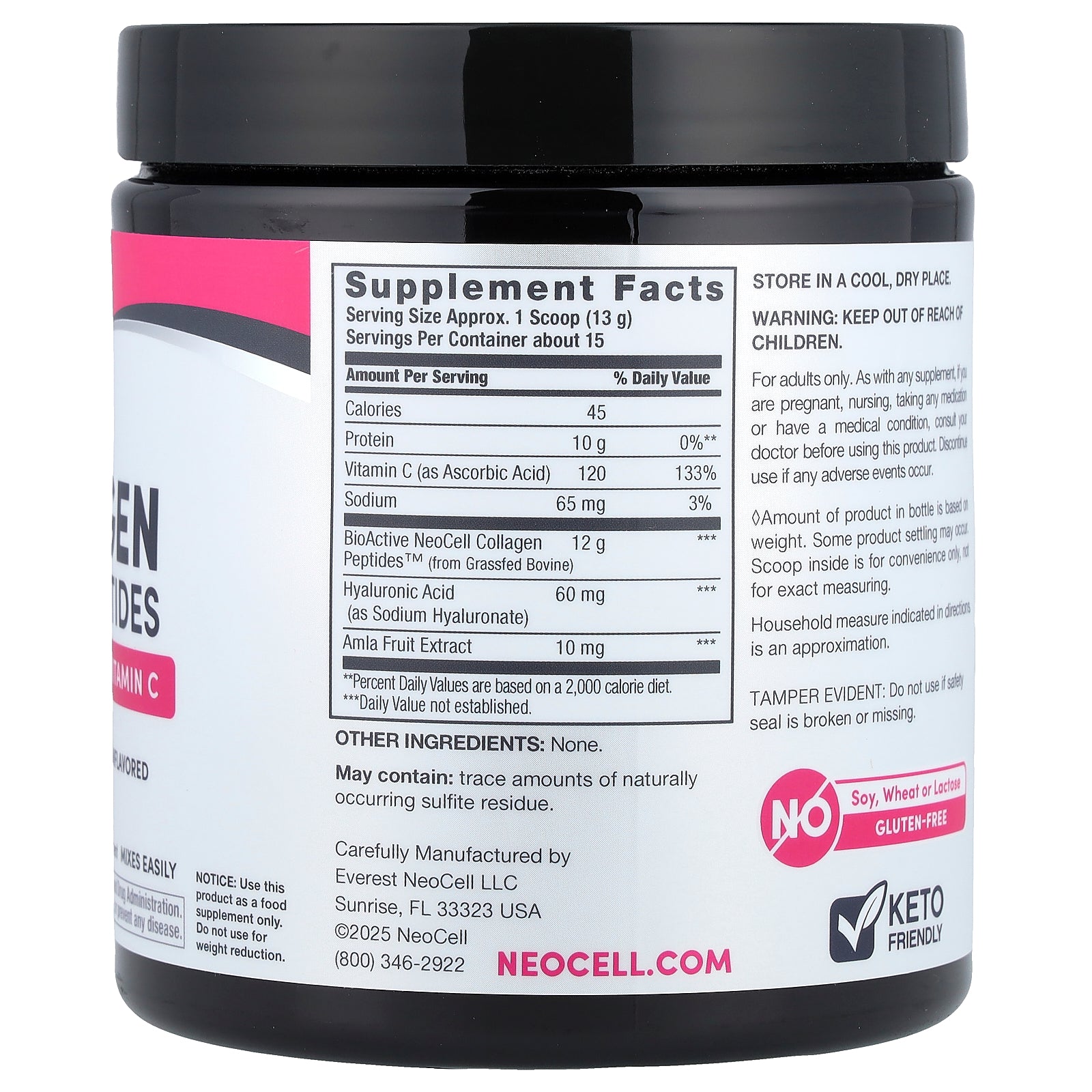 Foto 3 pulgar | Suplemento Neocell Advanced Collagen Peptides 195 G Sin Sabor - Venta Internacional.