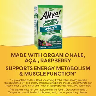 Foto 3 | ¡multivitamínico Nature's Way Alive! Garden Goodness Men 60 Comprimidos - Venta Internacional.