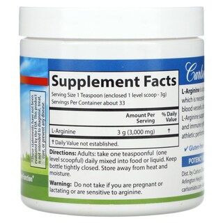 Foto 2 | Suplemento Carlson Labs L-arginina En Polvo 100 G - Venta Internacional.