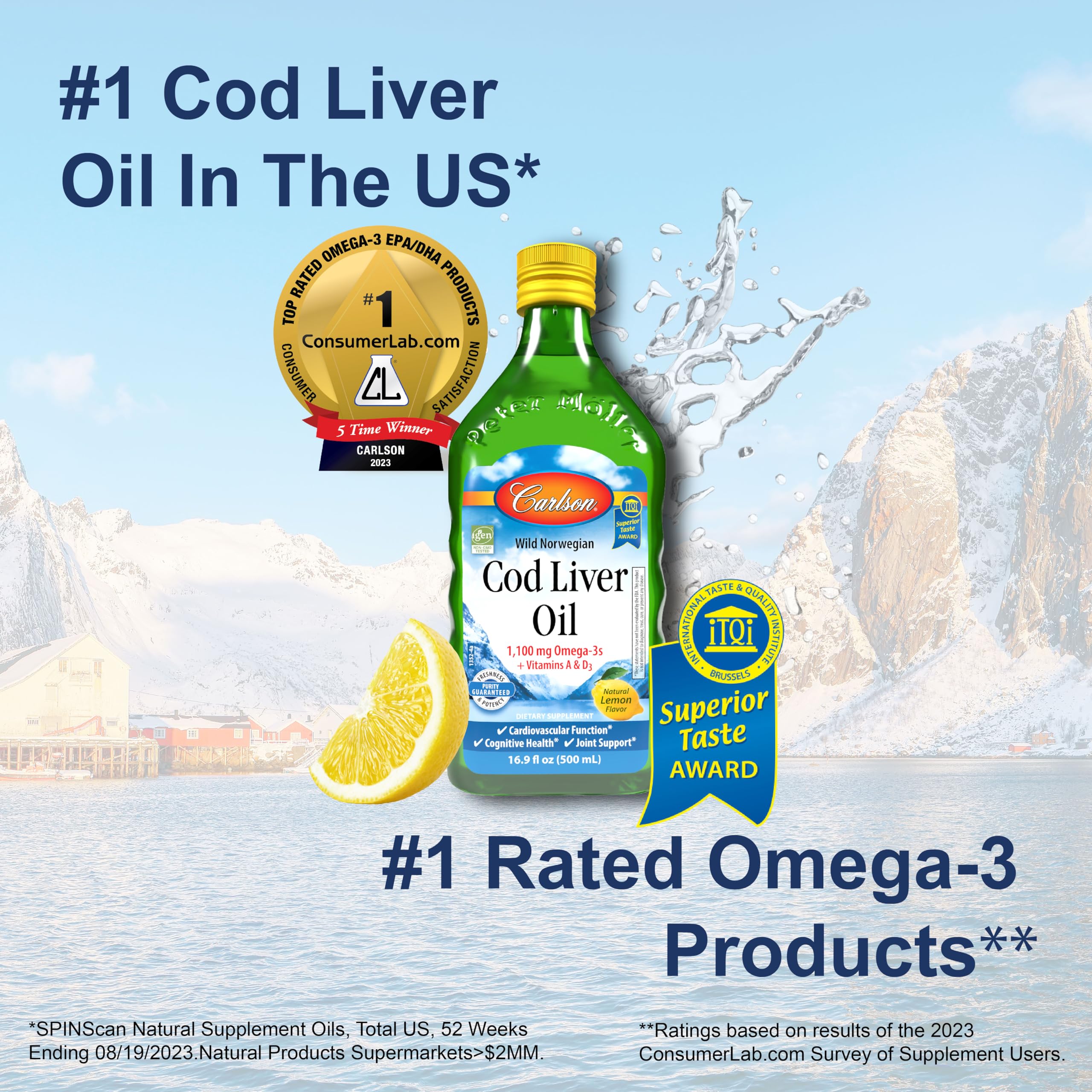 Foto 4 pulgar | Suplemento De Aceite De Hígado De Bacalao Carlson 500 Ml Con 1100 Mg De Omega-3 - Venta Internacional.