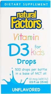Foto 1 | Gotas De Vitamina D3 Natural Factors 400 Ui (10 Mcg) Para Niños, 15 Ml - Venta Internacional.