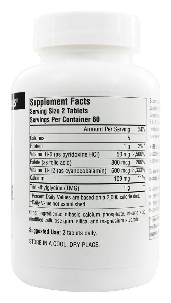 Foto 4 pulgar | Suplemento Source Naturals Homocysteine Defense 120 Comprimidos - Venta Internacional.