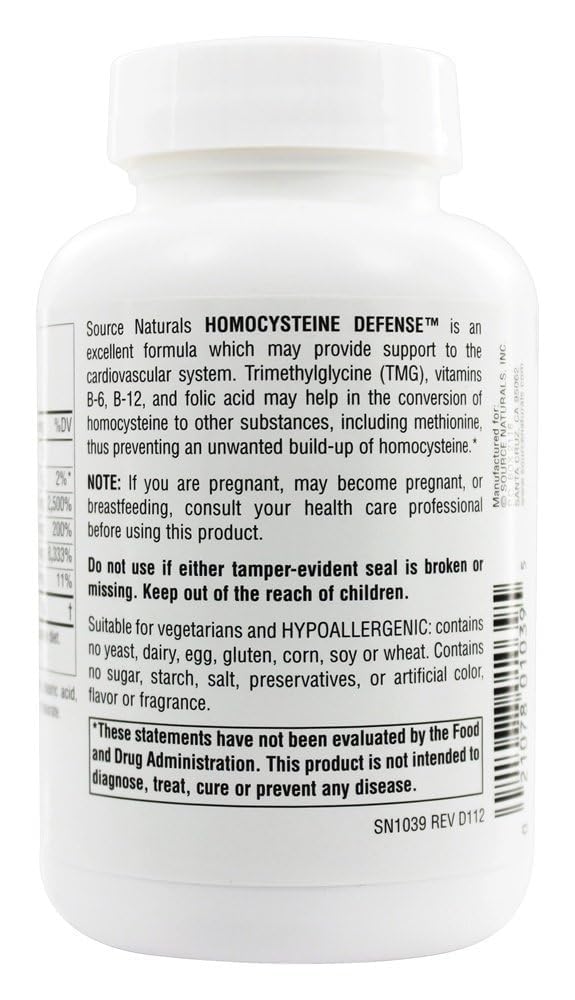 Foto 5 pulgar | Suplemento Source Naturals Homocysteine Defense 120 Comprimidos - Venta Internacional.
