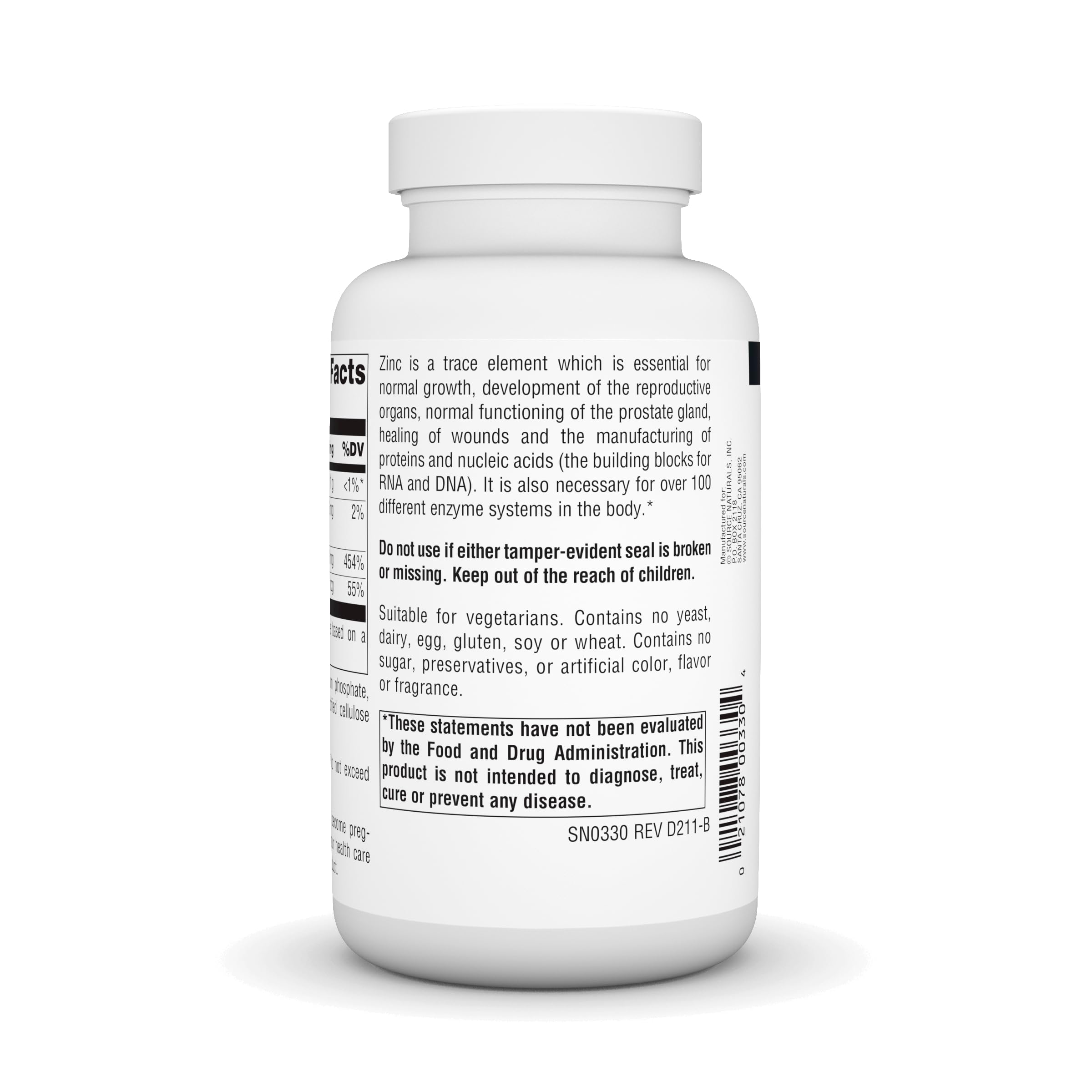 Foto 4 pulgar | Quelato De Aminoácidos De Zinc Supplement Source Naturals 250 Comprimidos - Venta Internacional.