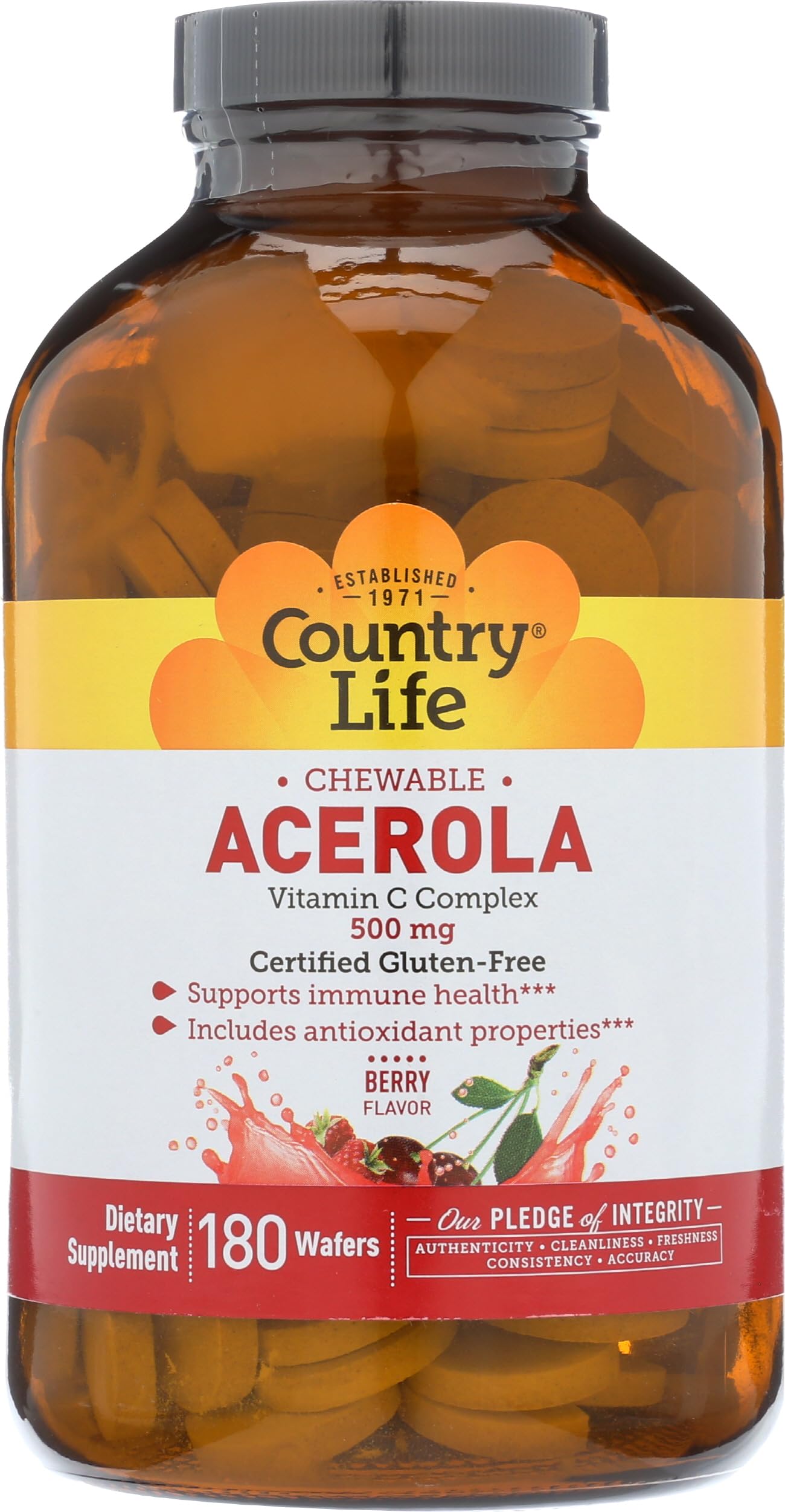 Foto 1 | Suplemento Country Life Con Acerola Y Vitamina C, 500 Mg, 180 Obleas - Venta Internacional.