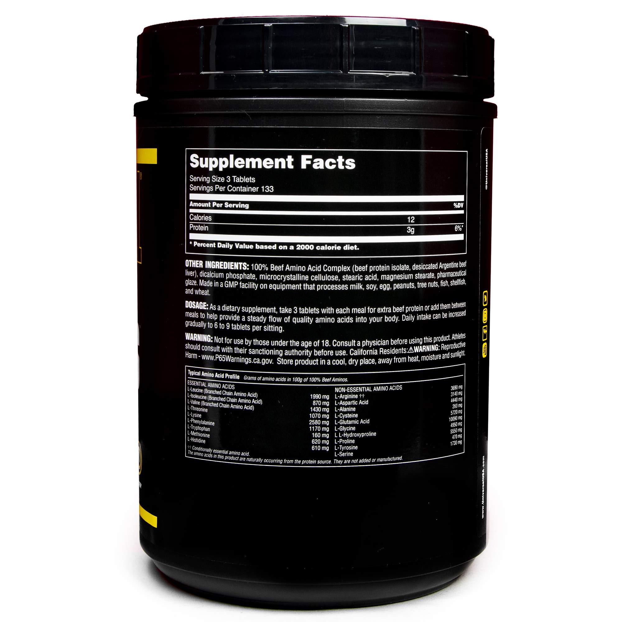Foto 4 pulgar | Suplemento Universal Nutrition 100% Beef Aminos 400 Comprimidos - Venta Internacional.
